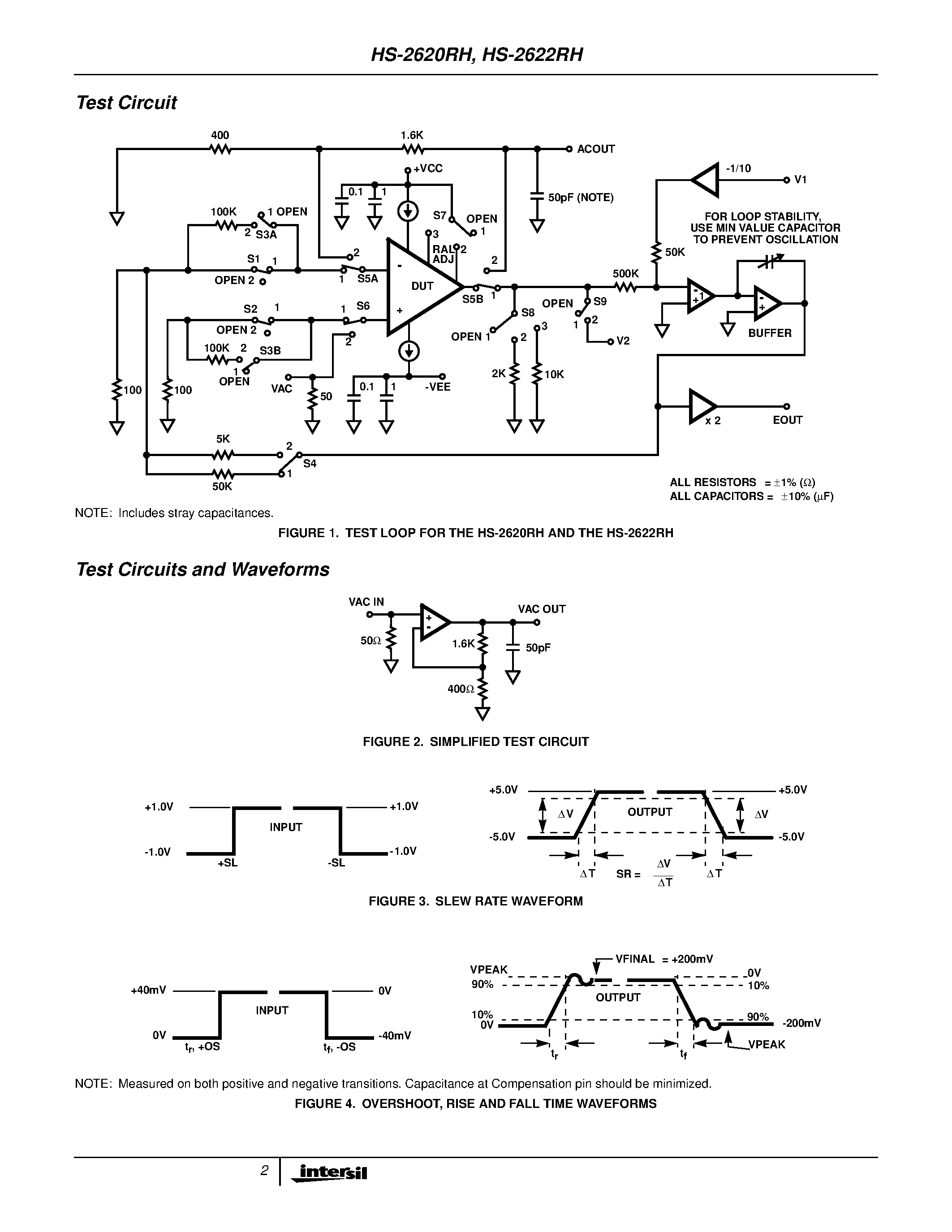 Datasheet HS7-2620RH-Q page 2 Datasheet HS7-2620RH-Q - Radiation Hardened/ Very Wideband/ High Input Impedance Uncompensated Operational Amplifiers page 2
