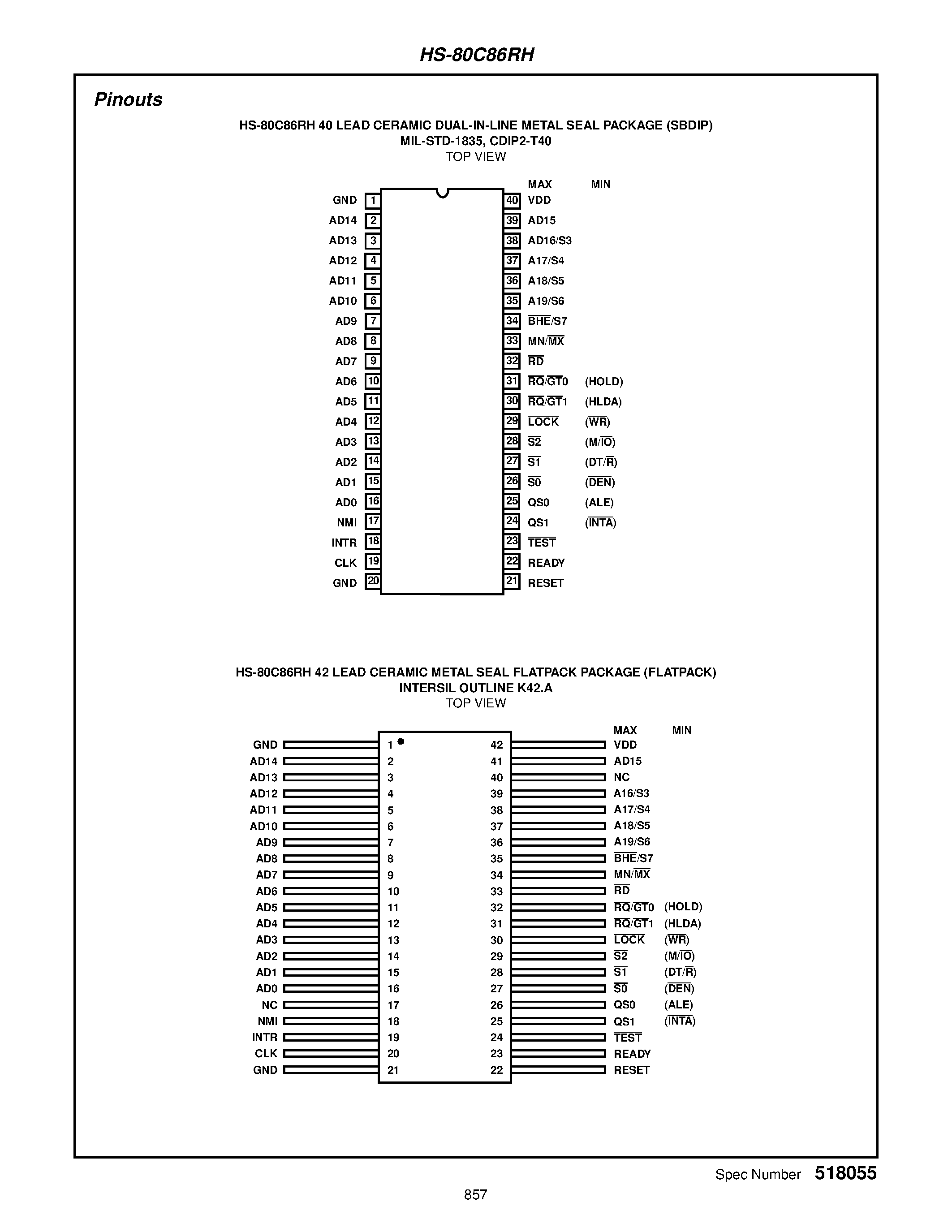 Datasheet HS9-80C86RH-8 - Radiation Hardened 16-Bit CMOS Microprocessor page 2