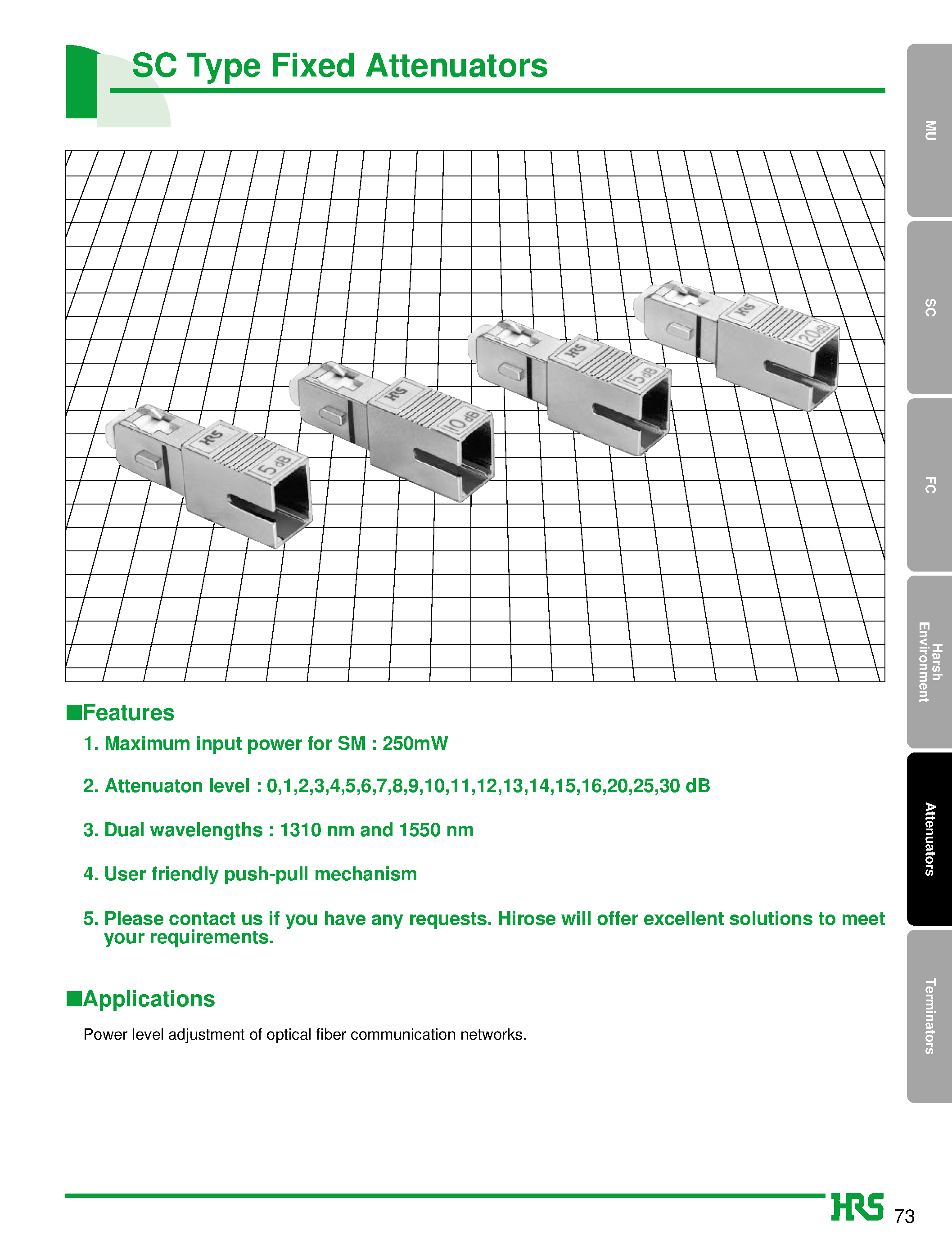 Datasheet HSC-PH2-E1-A page 1 Datasheet HSC-PH2-E1-A - SC Type Fiber Optic Connectors page 1