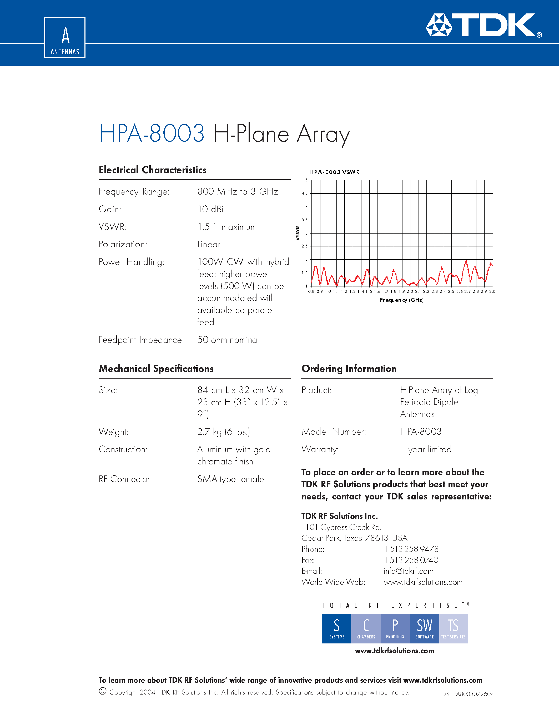 Datasheet HPA-8003 - HPA-8003 H-Plane Array page 2