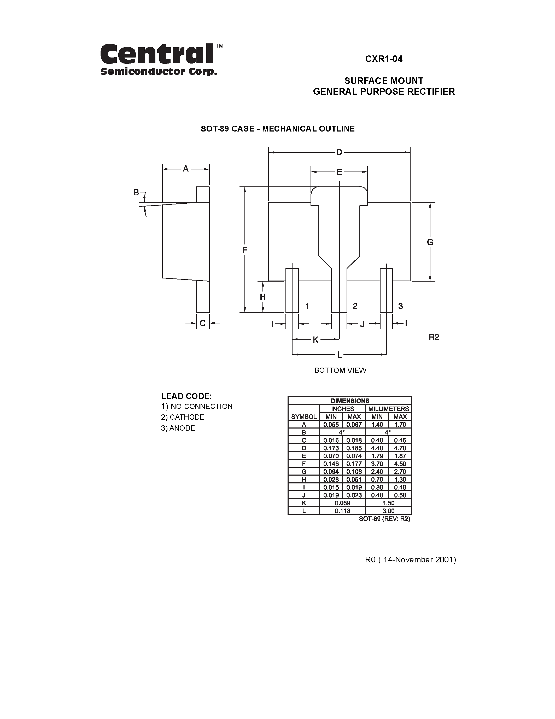 Datasheet CXR1-04 page 2 Datasheet CXR1-04 - SURFACE MOUNT GENERAL PURPOSE RECTIFIER page 2