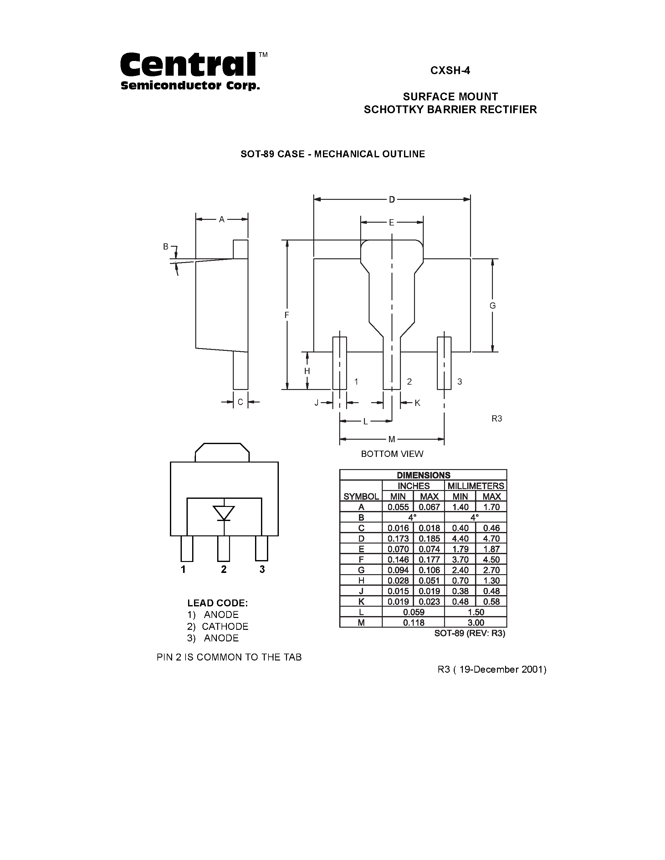 Datasheet CXSH-4 page 2 Datasheet CXSH-4 - SURFACE MOUNT SCHOTTKY BARRIER RECTIFIER page 2