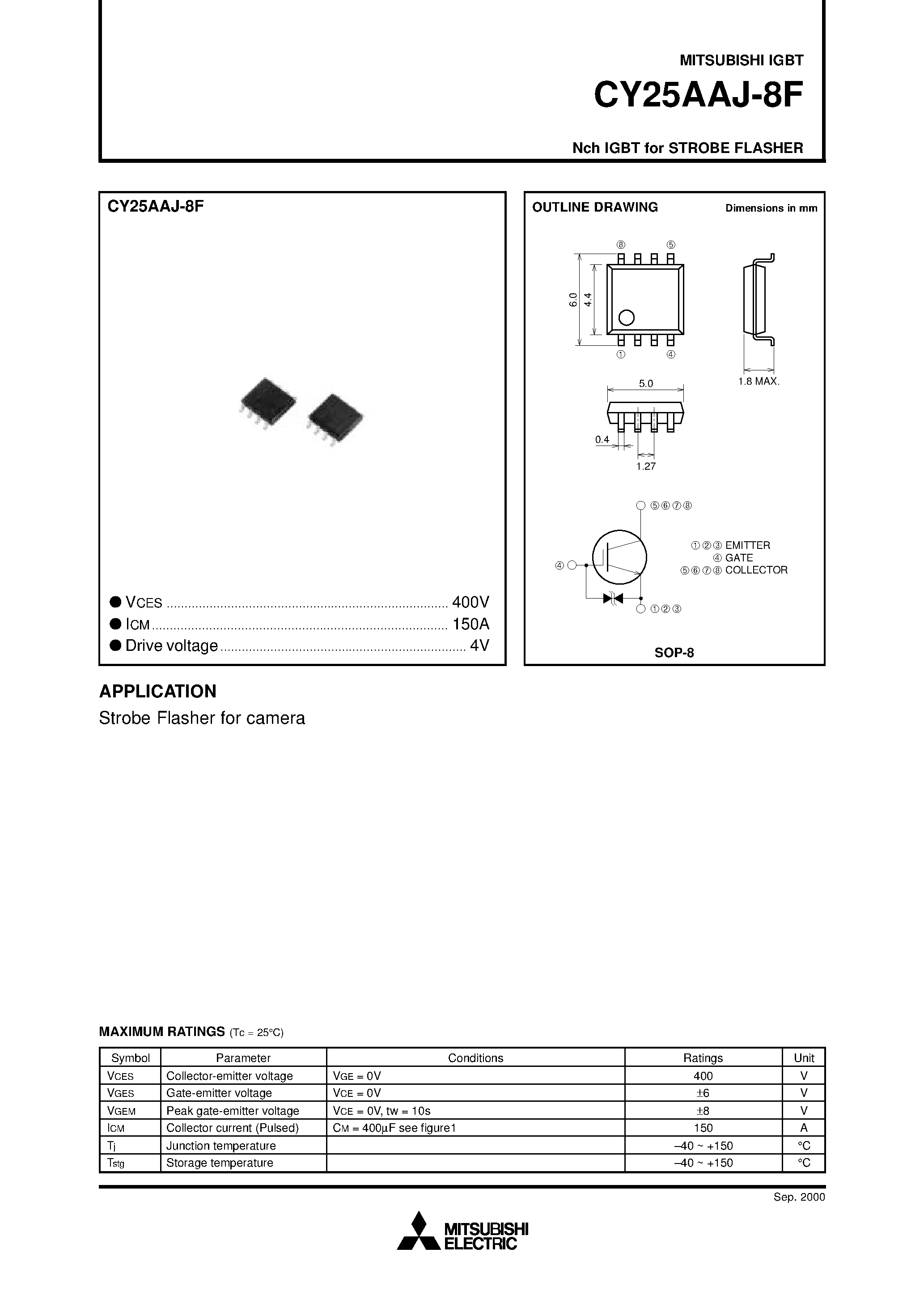 Datasheet CY25AAJ-8 - Nch IGBT for STROBE FLASHER page 1