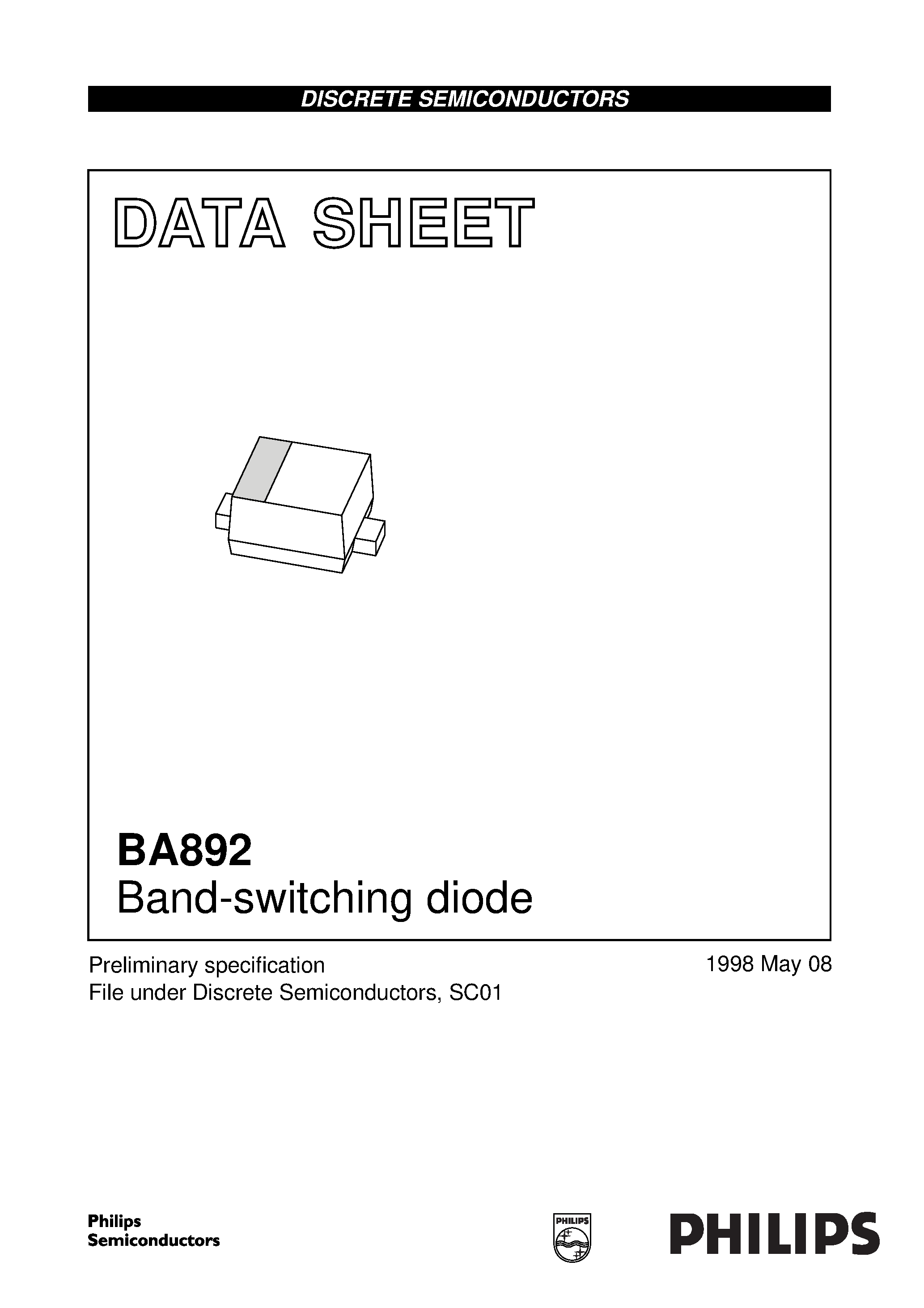 Datasheet BA892 page 1 Datasheet BA892 - Band-switching diode page 1
