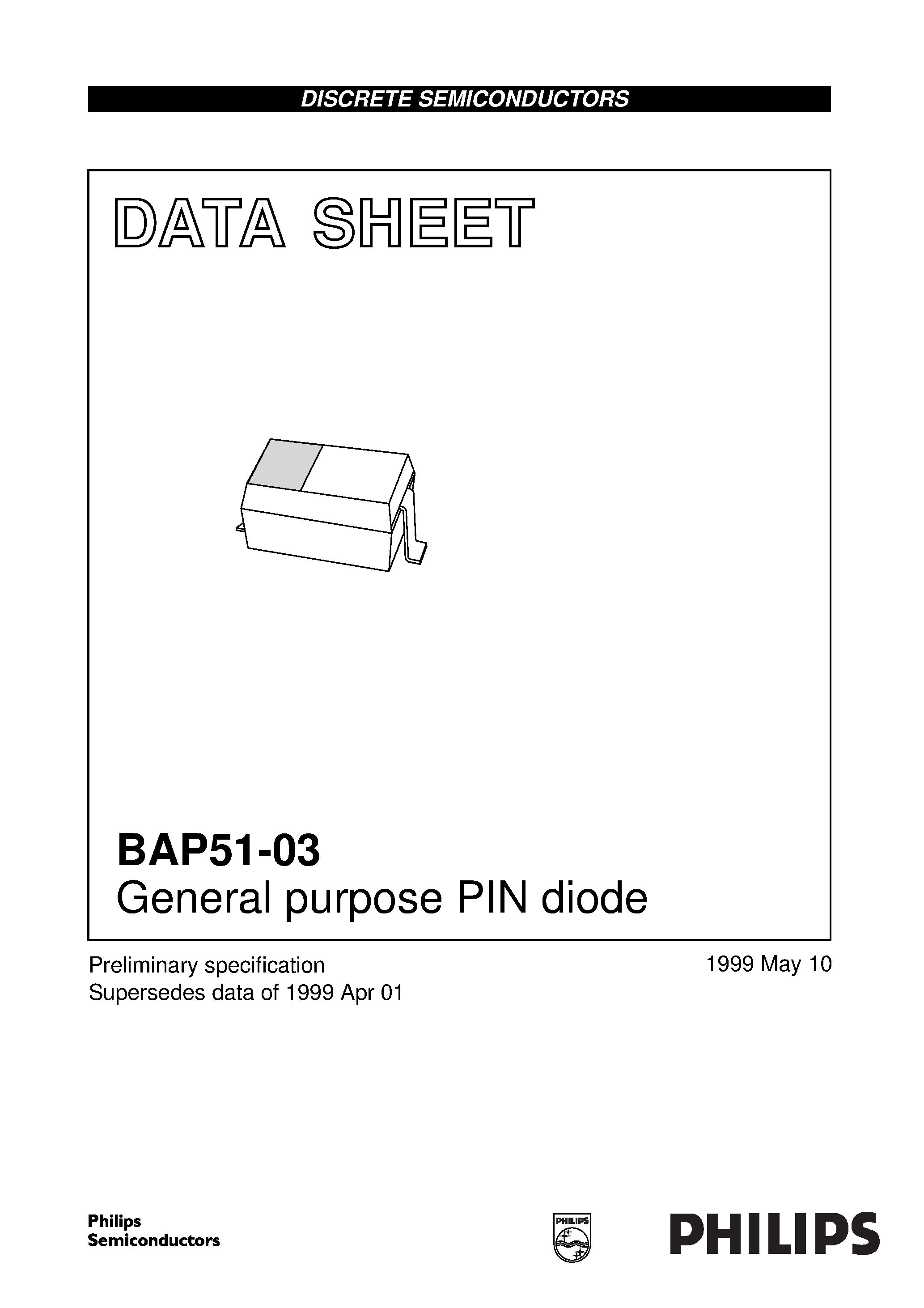 Datasheet BAP51-03 page 1 Datasheet BAP51-03 - General purpose PIN diode page 1