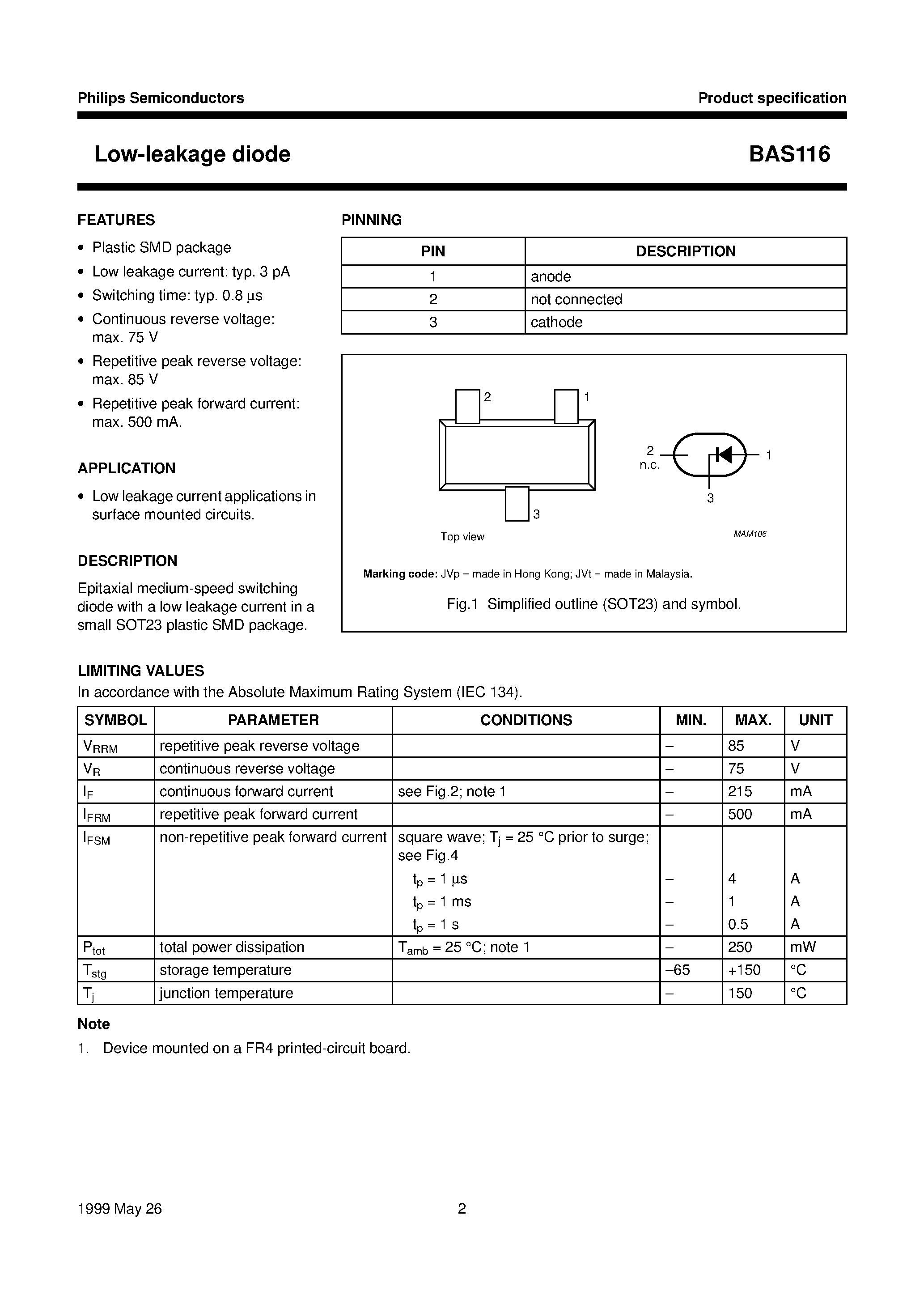 Datasheet BAS116 - Low-leakage diode page 2