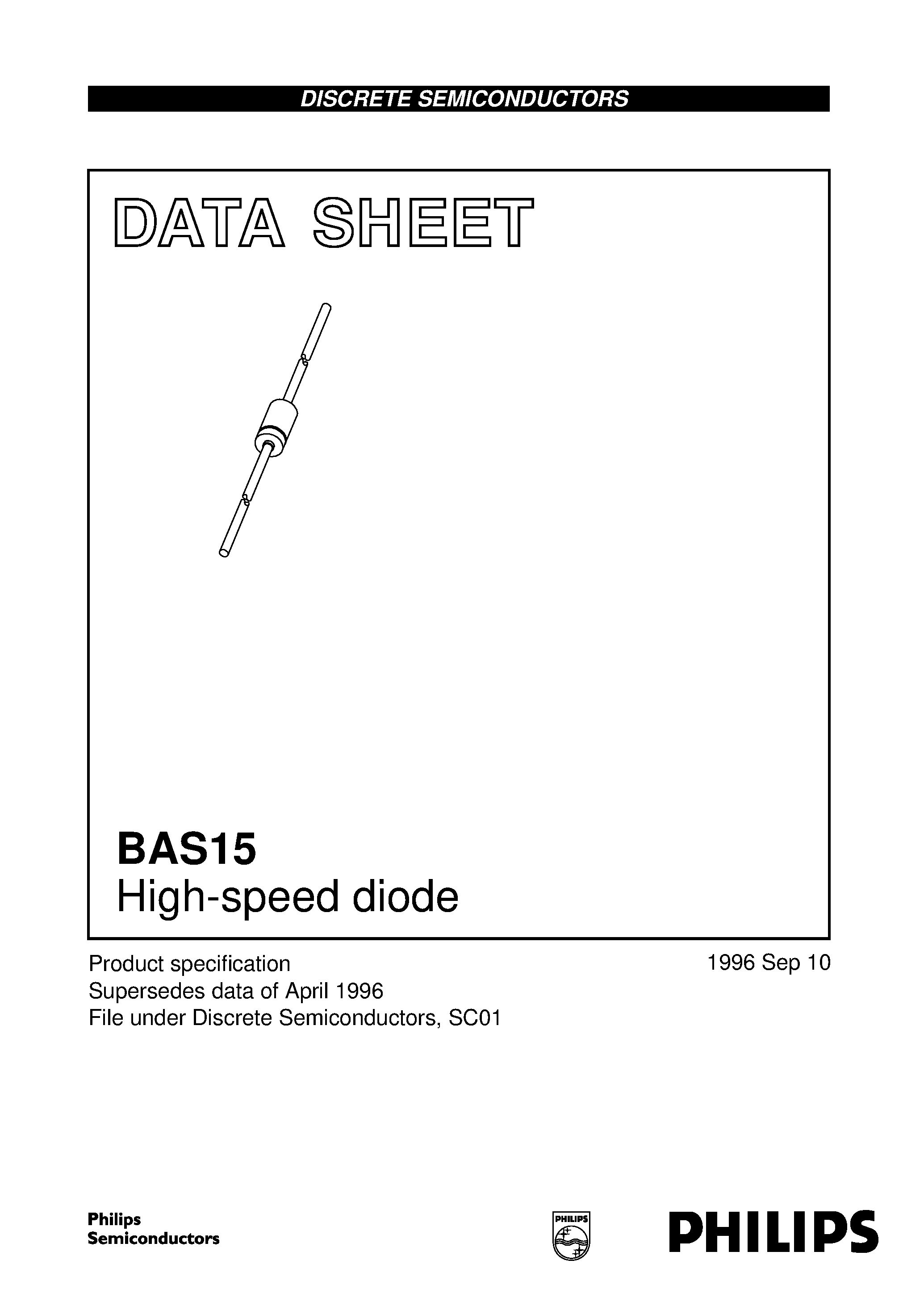Datasheet BAS15 - High-speed diode page 1