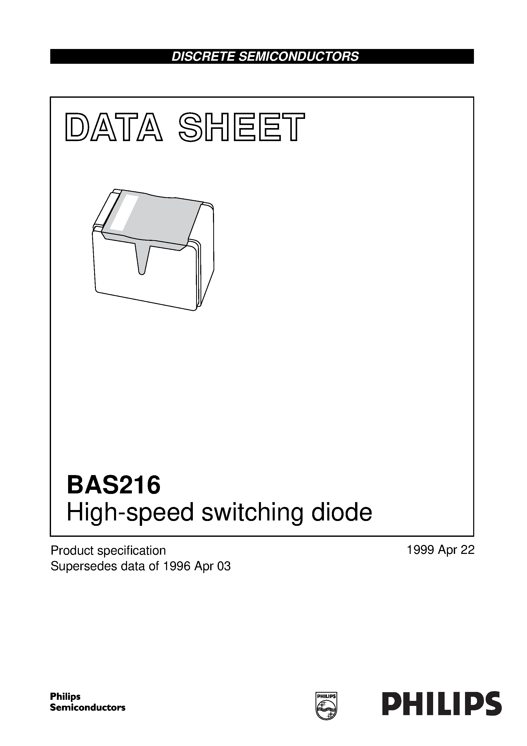 Datasheet BAS216 page 1 Datasheet BAS216 - High-speed switching diode page 1