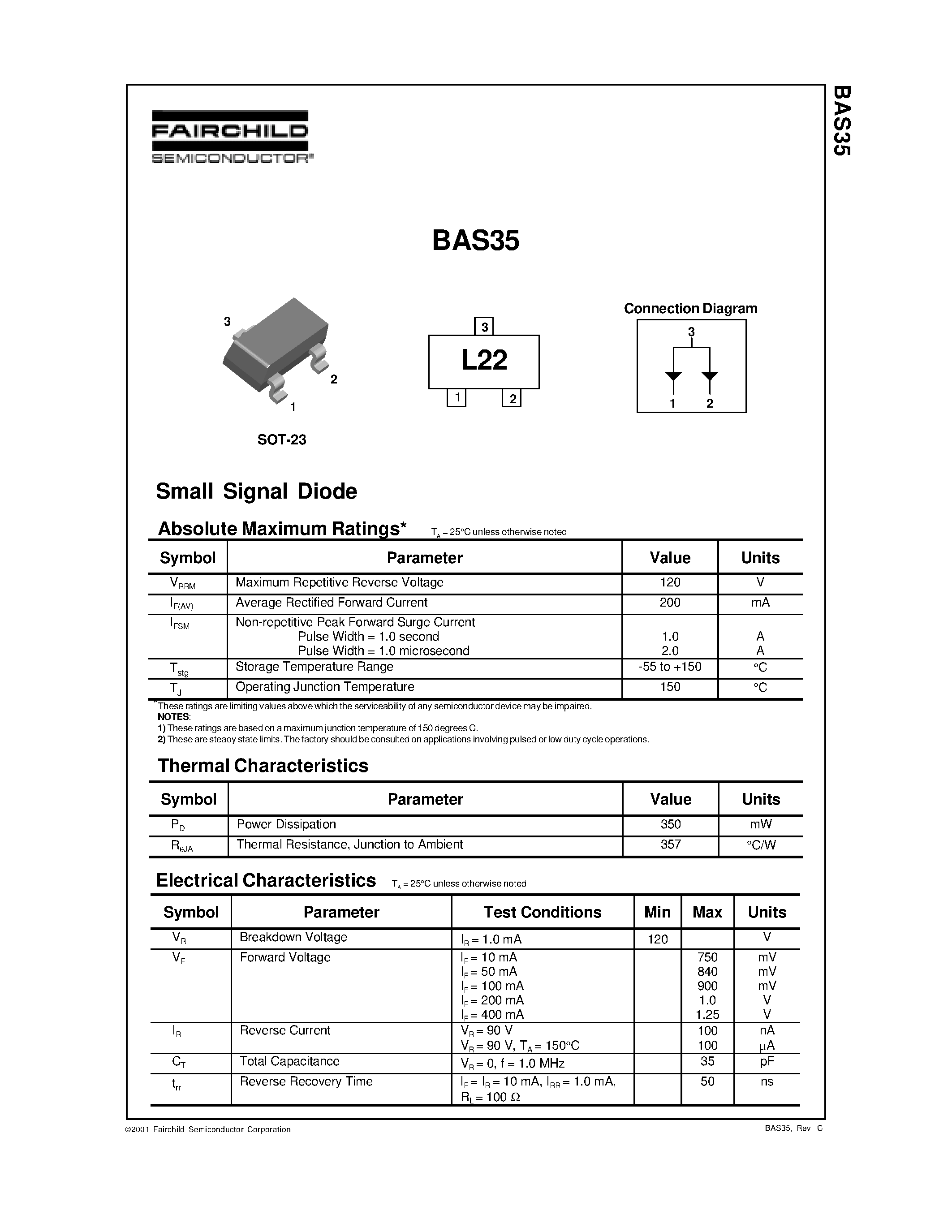 Datasheet BAS35 - Small Signal Diode page 1