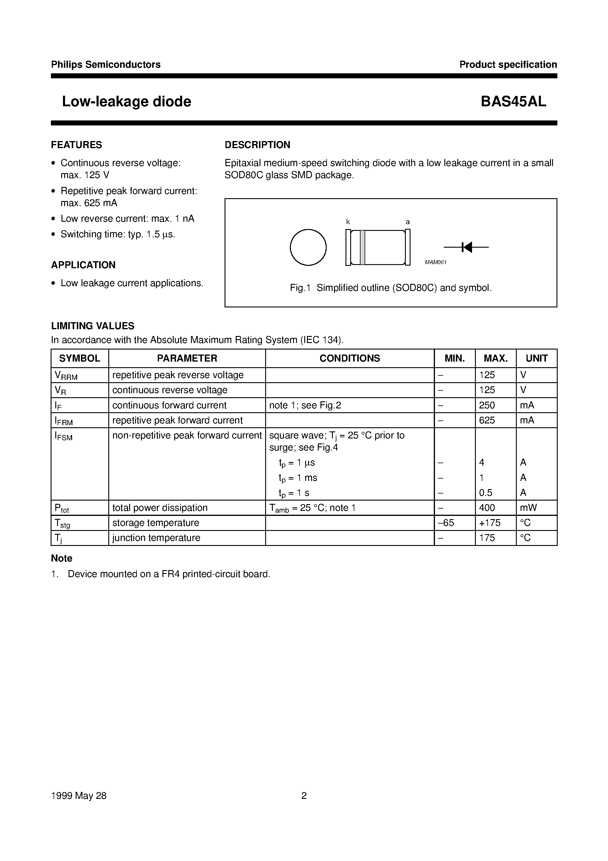 Datasheet BAS45AL - Low-leakage diode page 2