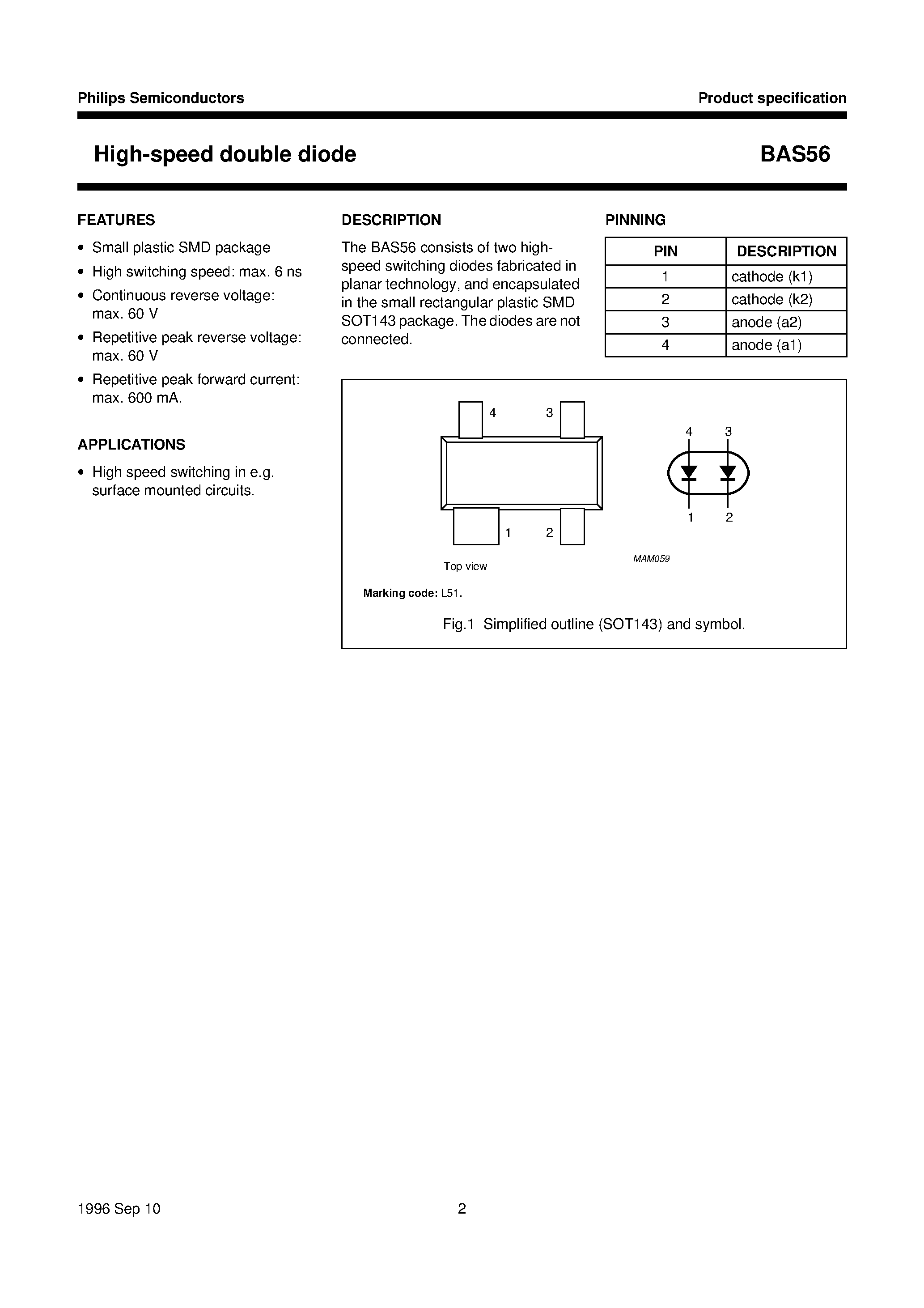 Datasheet BAS56 - High-speed double diode page 2
