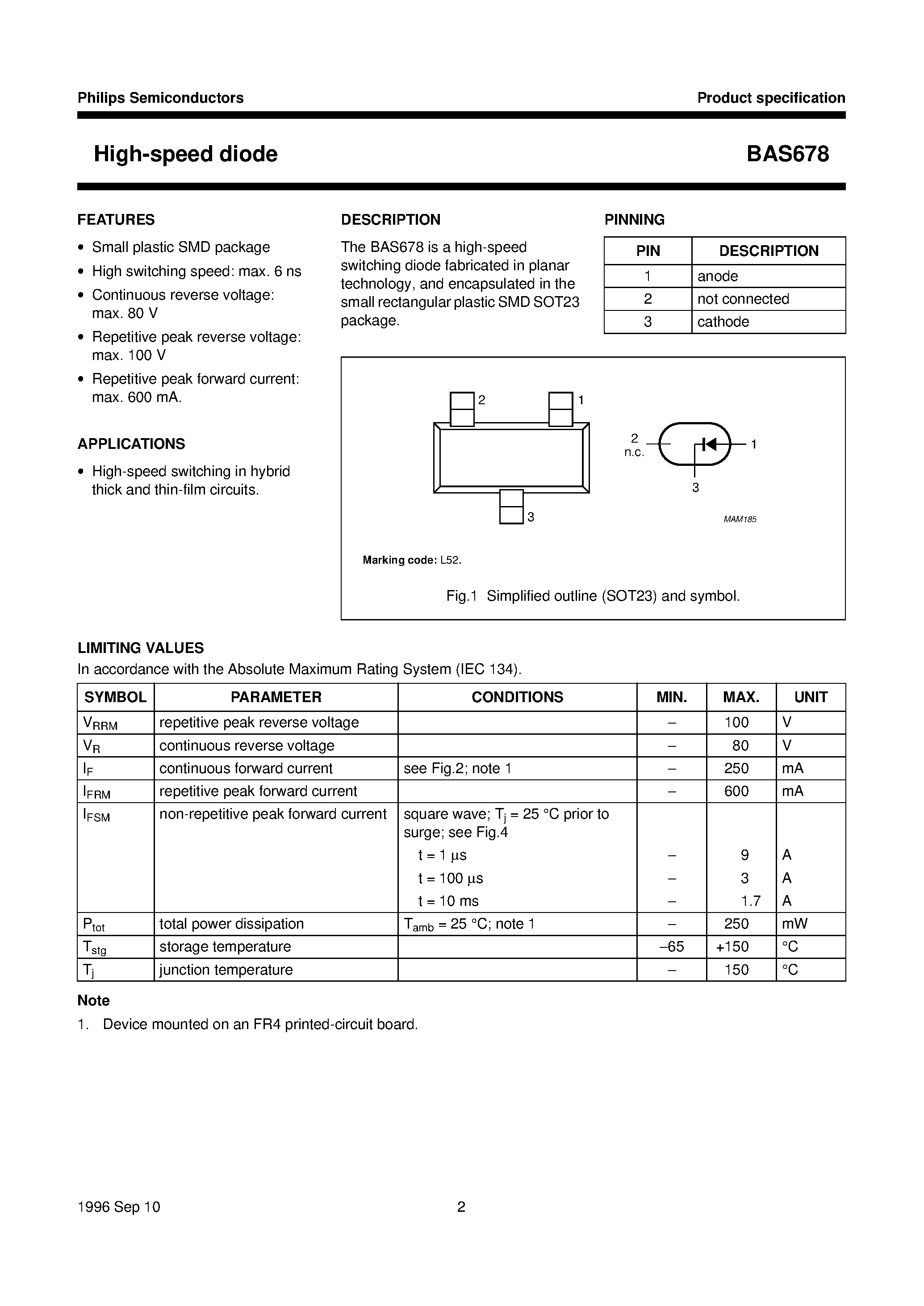 Datasheet BAS678 - High-speed diode page 2
