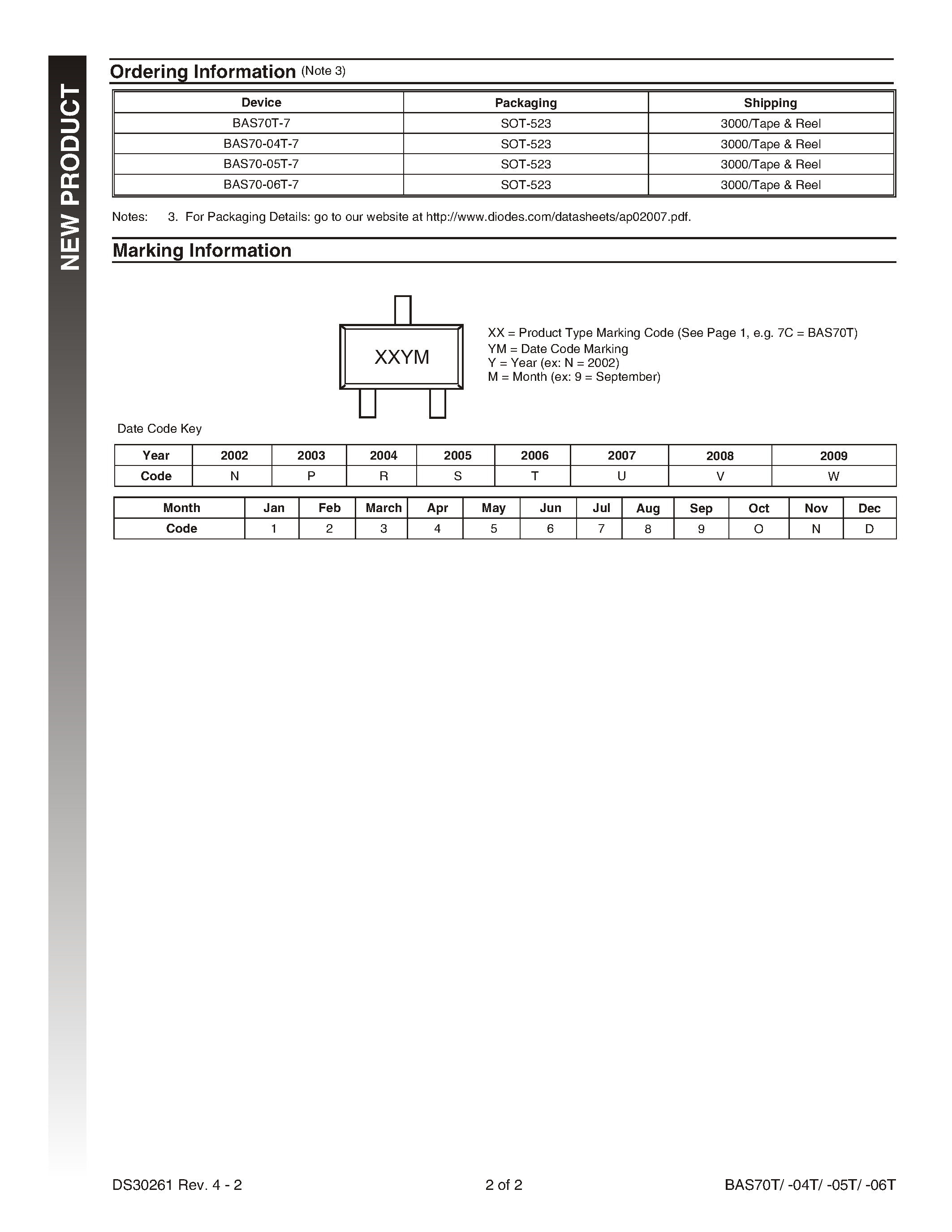 Datasheet BAS70T-05T - SURFACE MOUNT SCHOTTKY BARRIER DIODE page 2