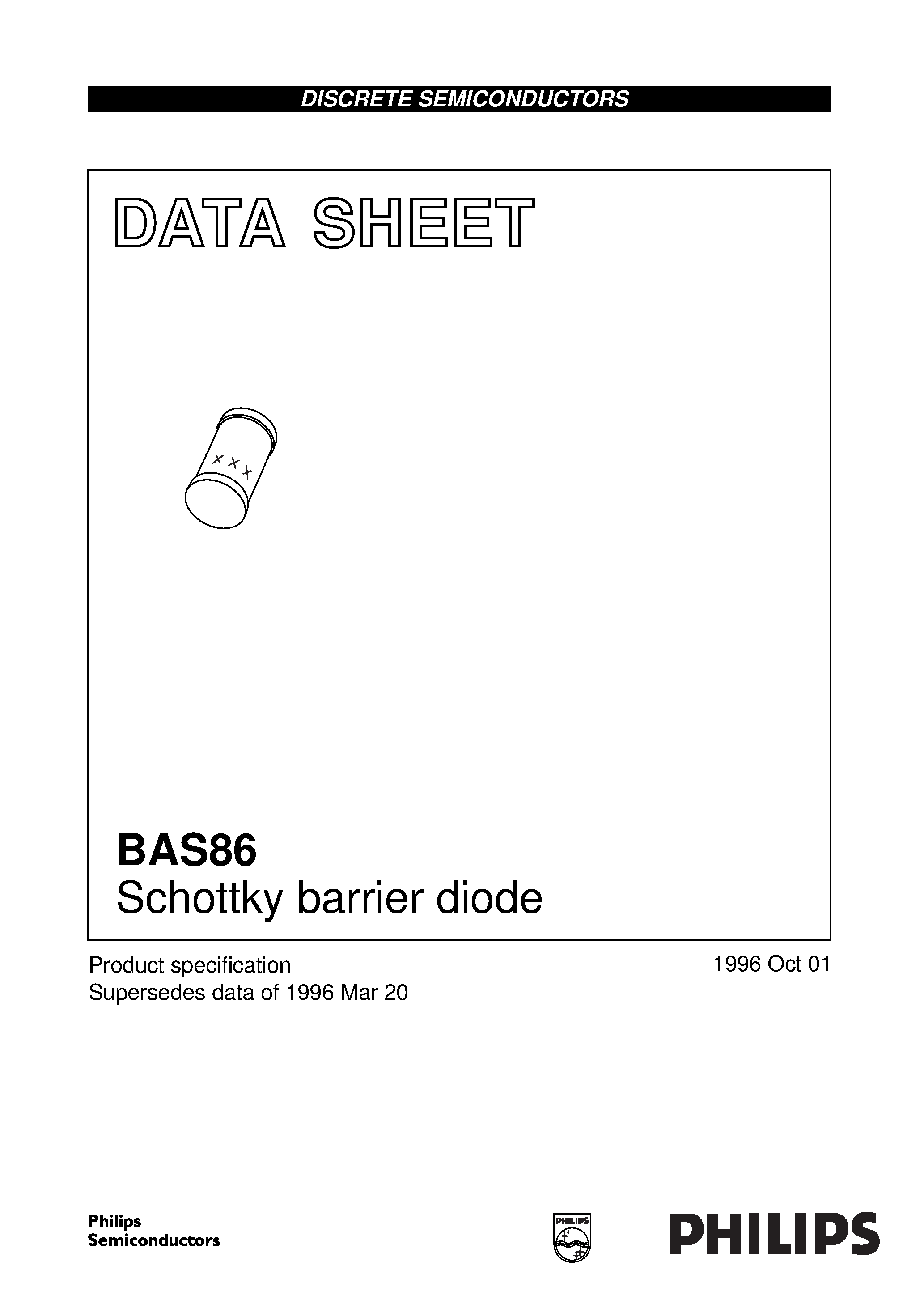 Datasheet BAS86 page 1 Datasheet BAS86 - Schottky barrier diode page 1