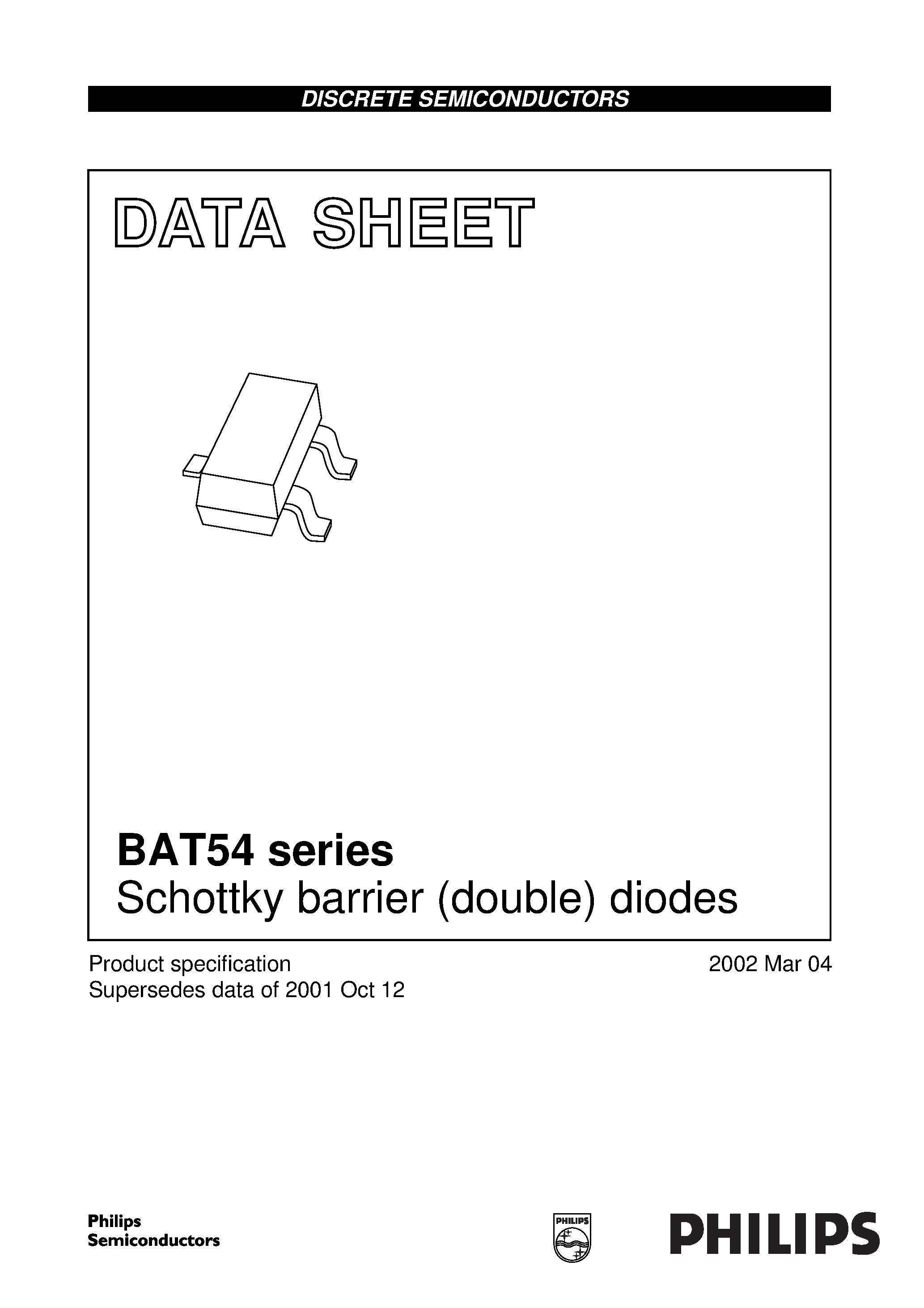 Datasheet BAT54 page 1 Datasheet BAT54 - Schottky barrier double diodes page 1