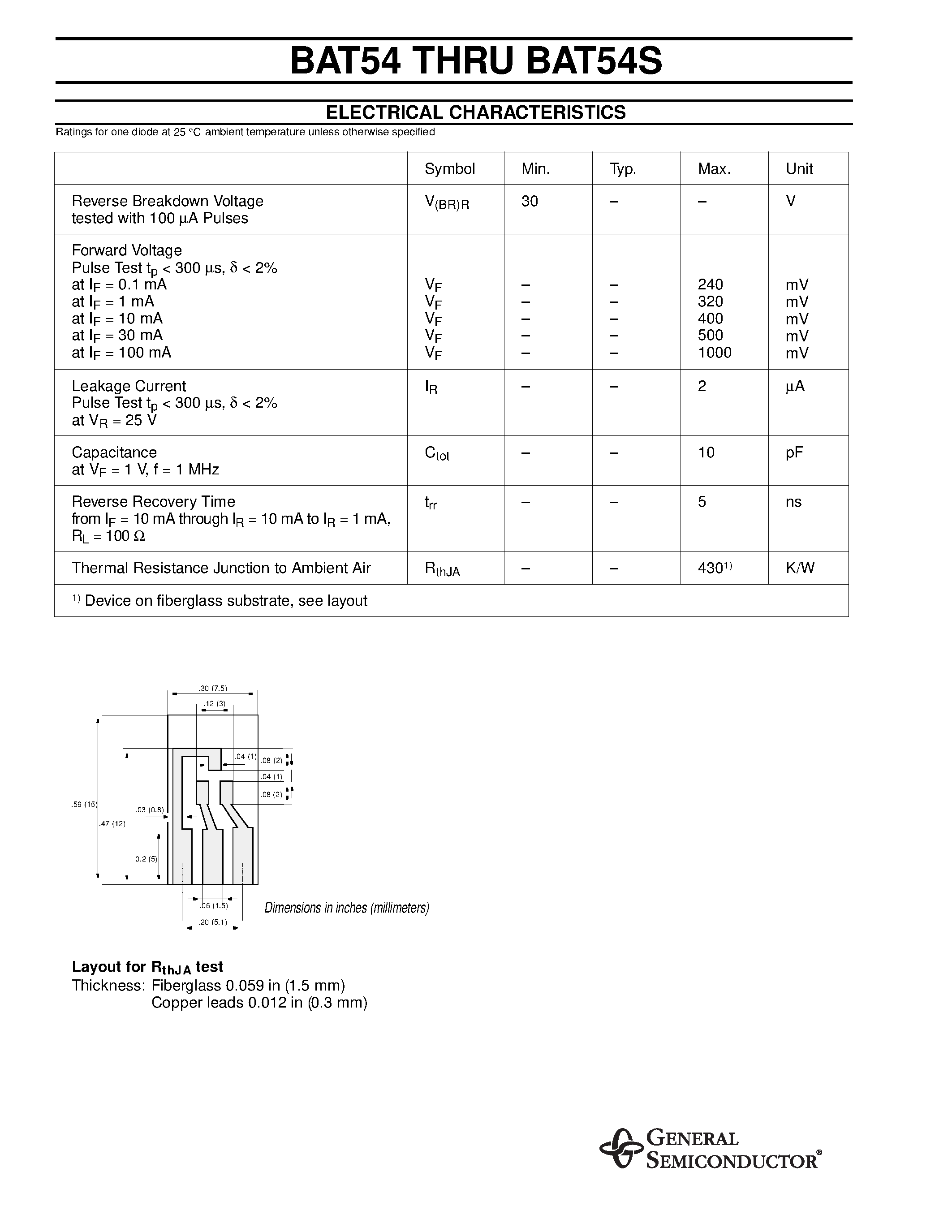 Datasheet BAT54C - Schottky Diodes page 2