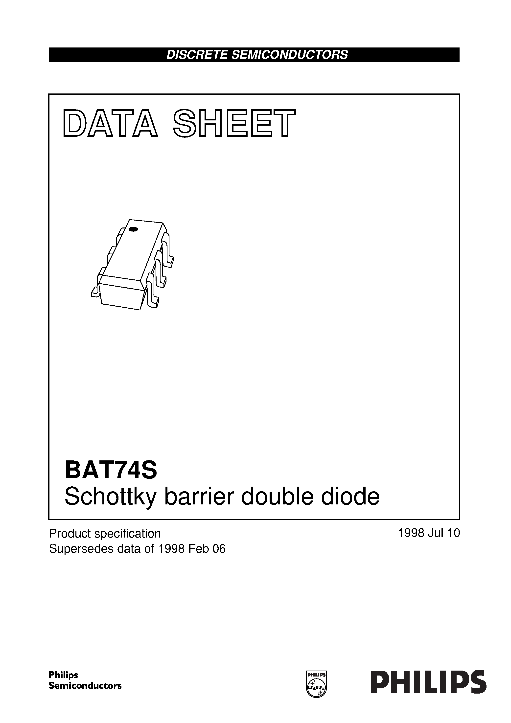 Datasheet BAT74S - Schottky barrier double diode page 1