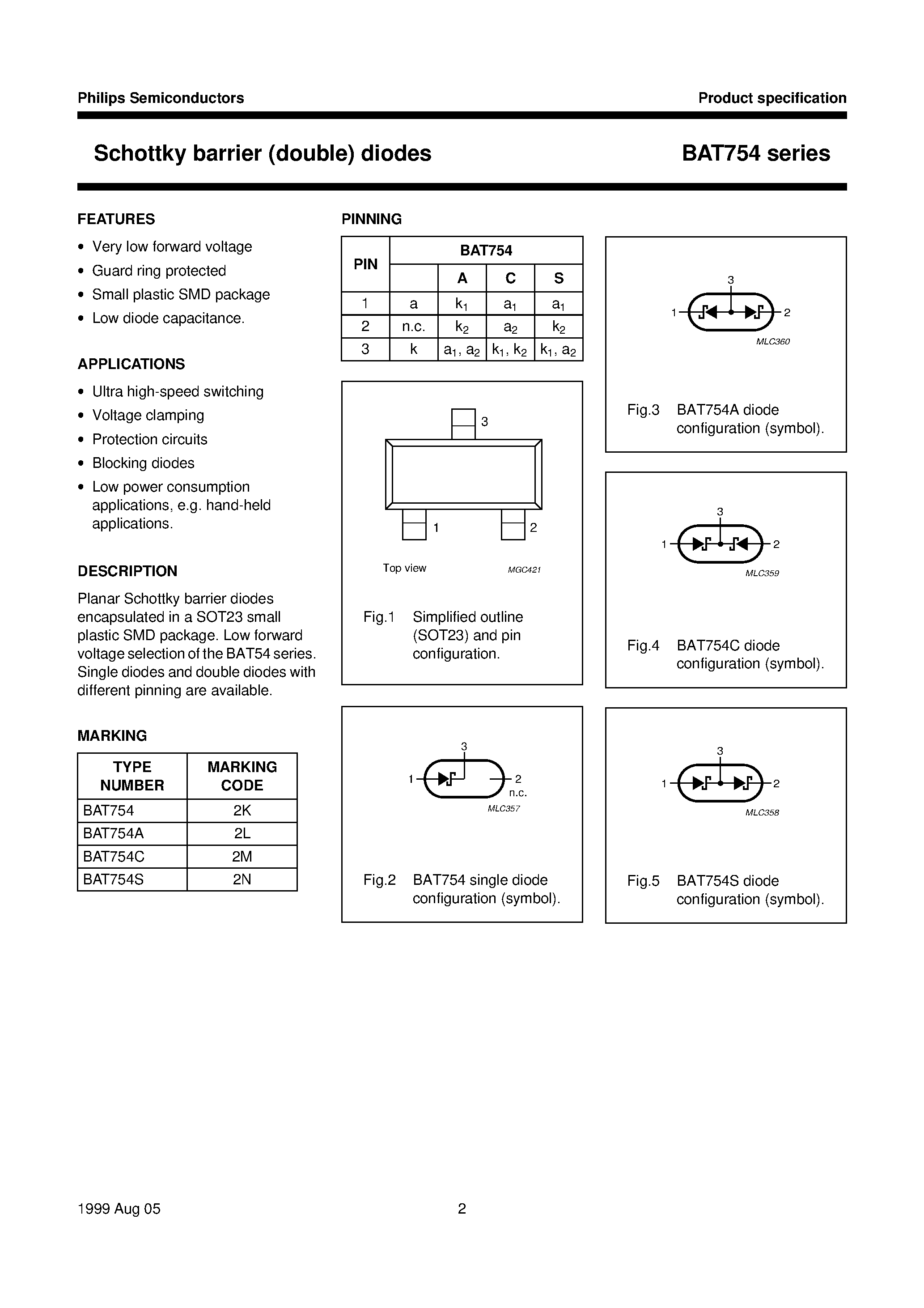 Datasheet BAT754 - Schottky barrier double diodes page 2