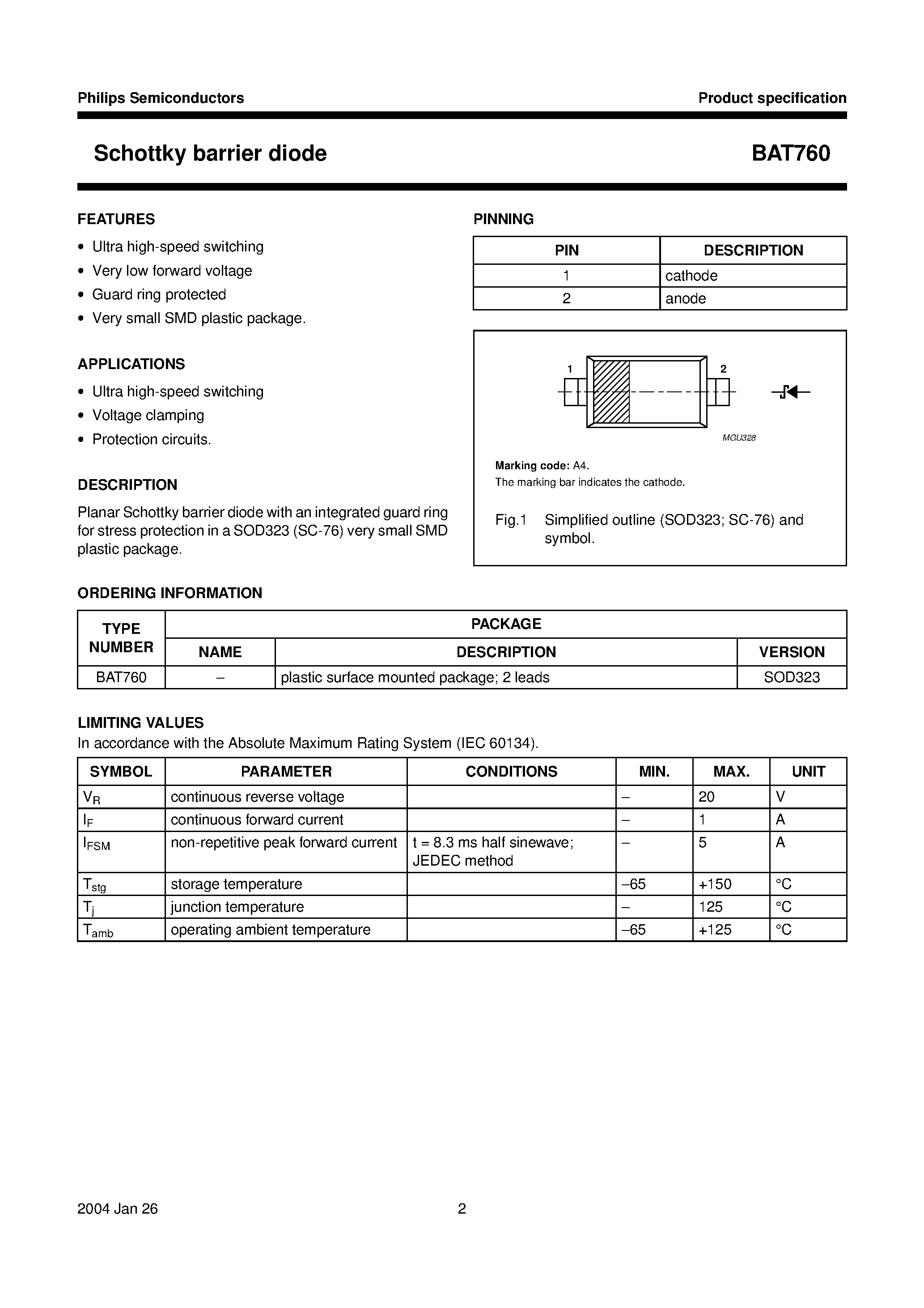 Datasheet BAT760 - Schottky barrier diode page 2