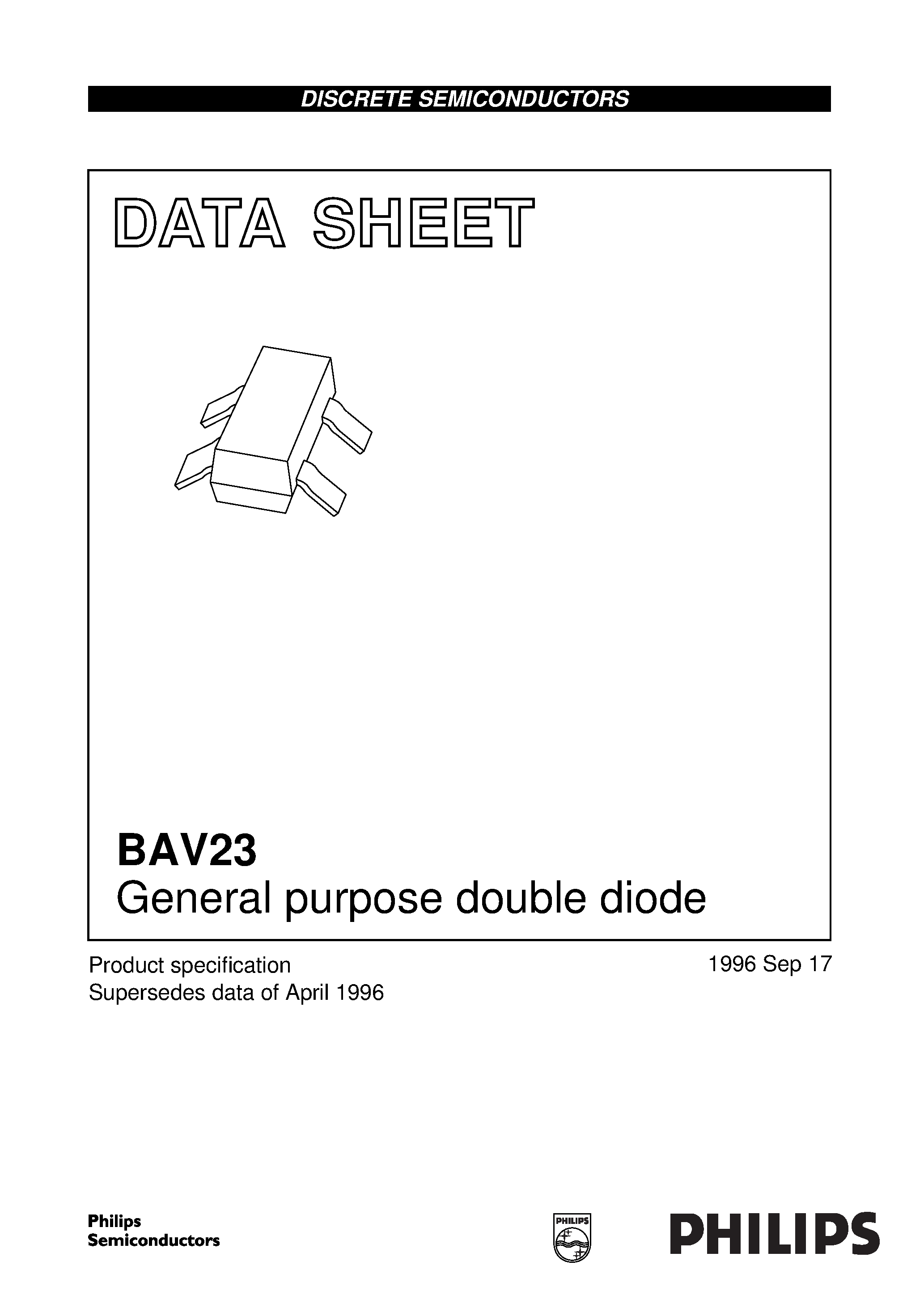 Datasheet BAV23 page 1 Datasheet BAV23 - General purpose double diode page 1