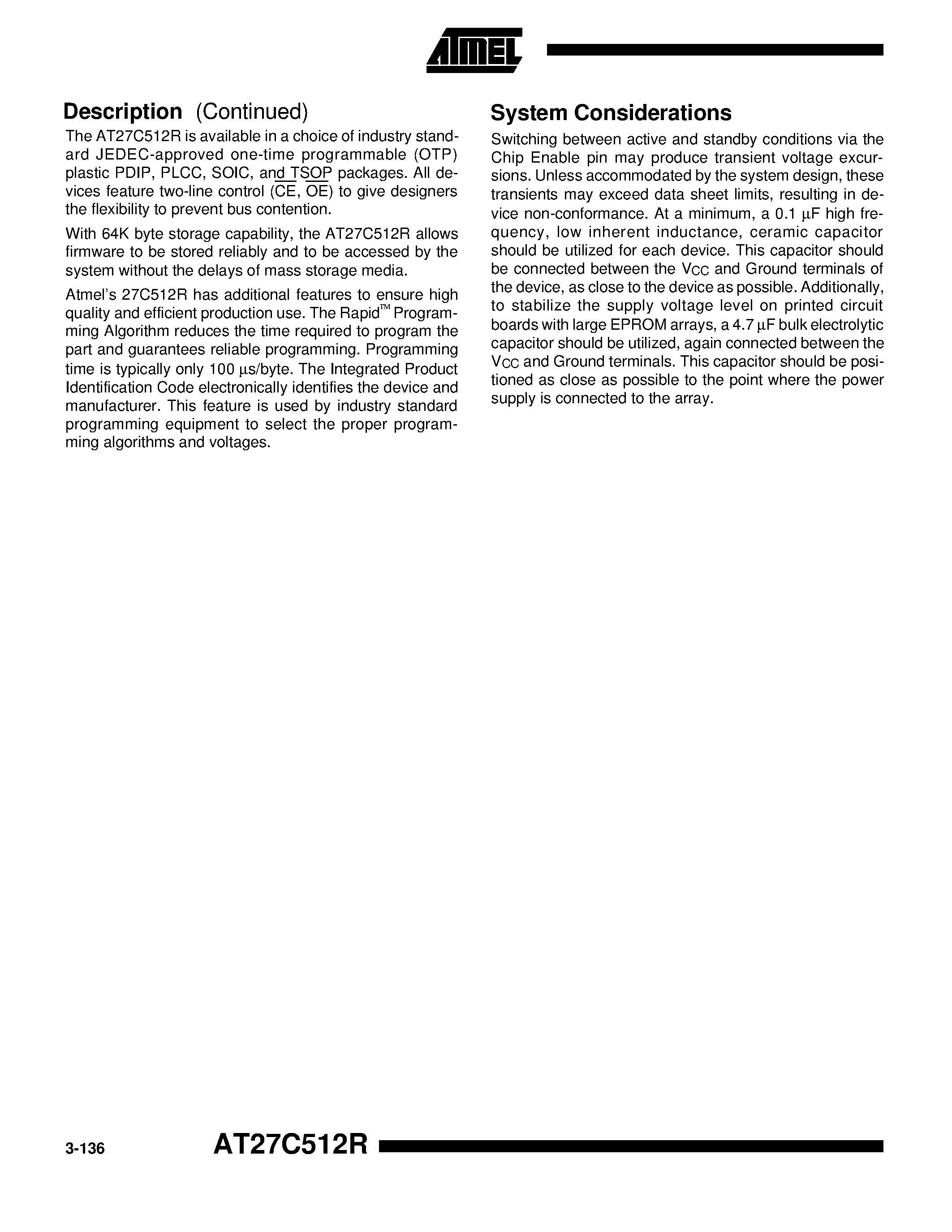 Datasheet AT27C512R-90PI - 512K 64K x 8 OTP CMOS EPROM page 2