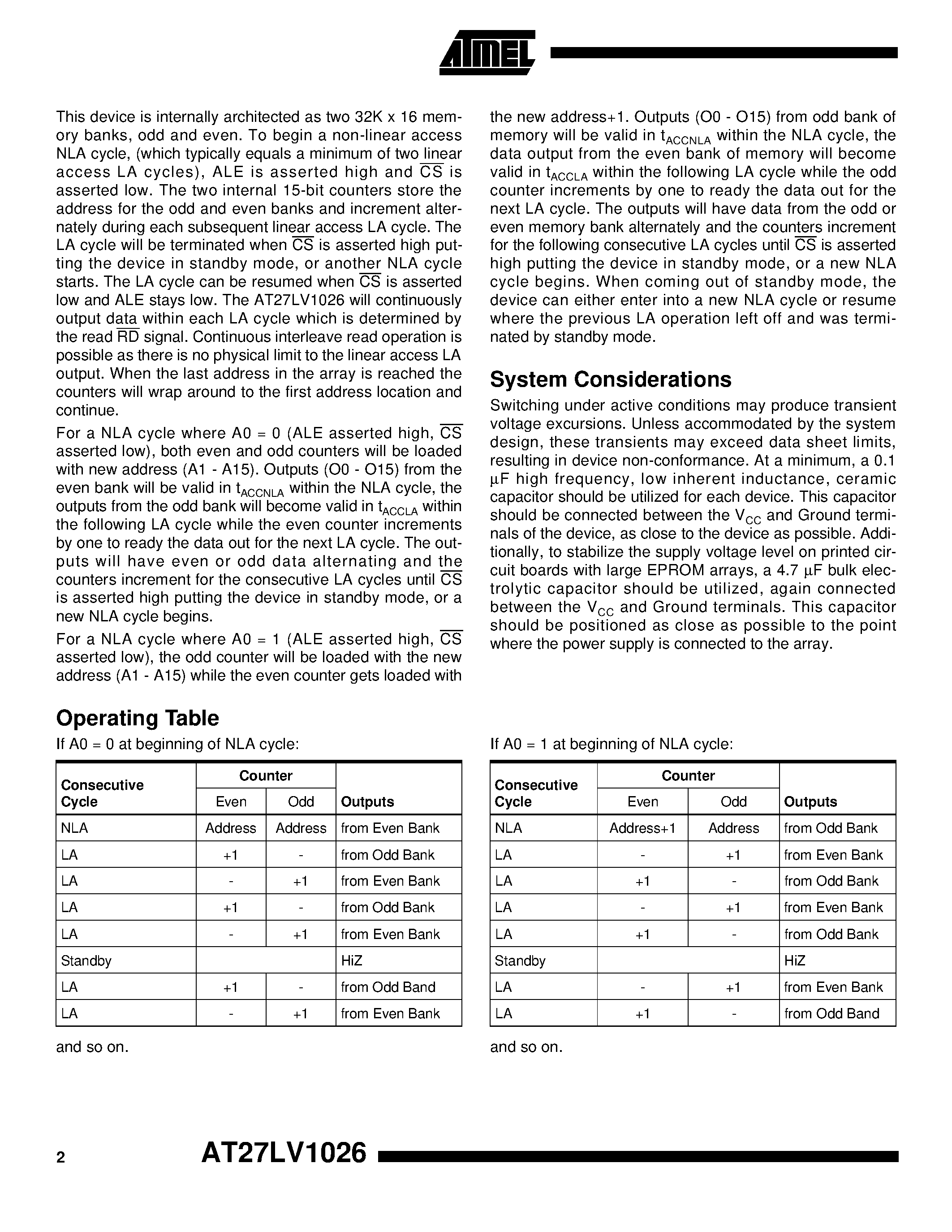 Datasheet AT27LV1026-45VI - 1-Megabit 2 x 32K x 16 16-Bit Interleaved Low-Voltage OTP EPROM page 2