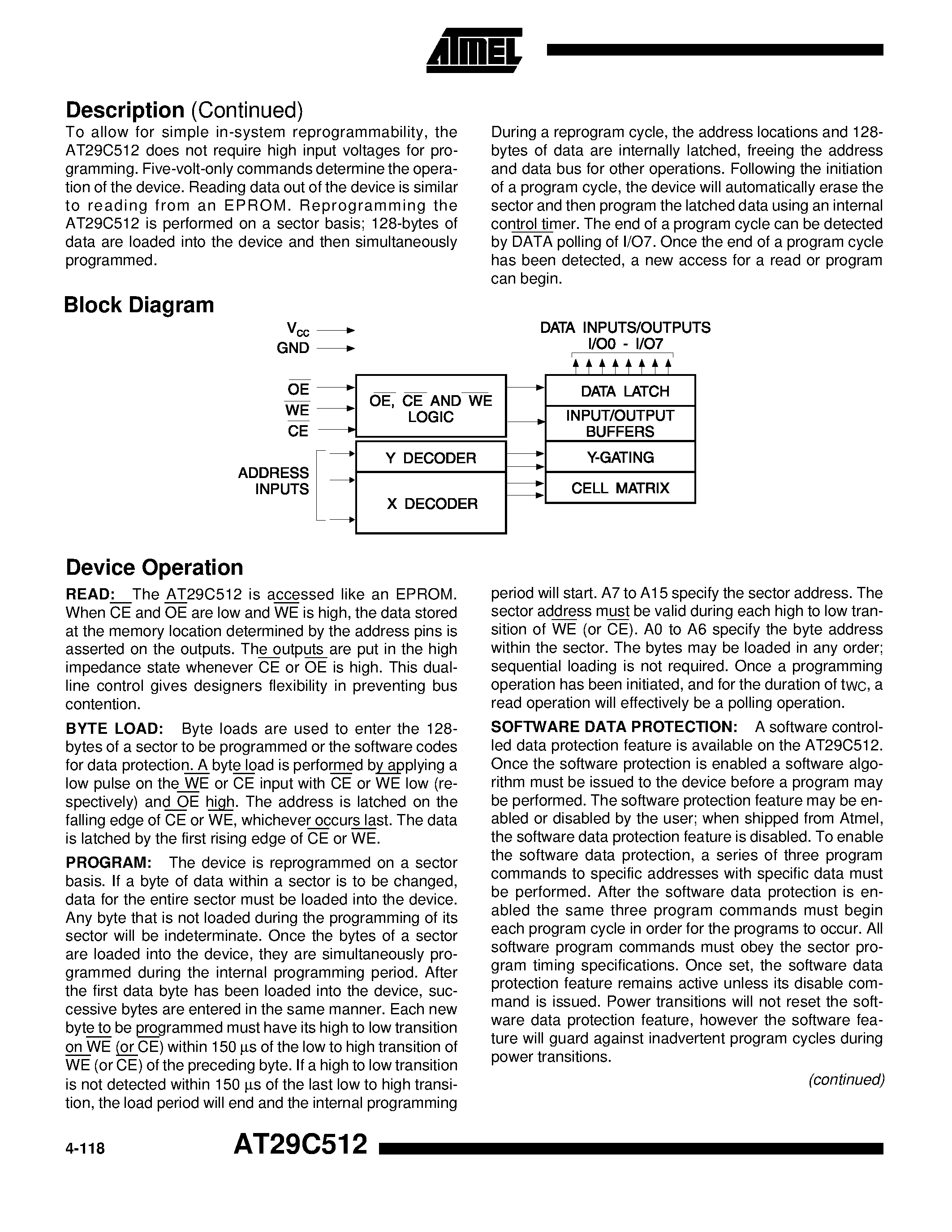 Datasheet AT29C512-15JI - 512K 64K x 8 5-volt Only CMOS Flash Memory page 2