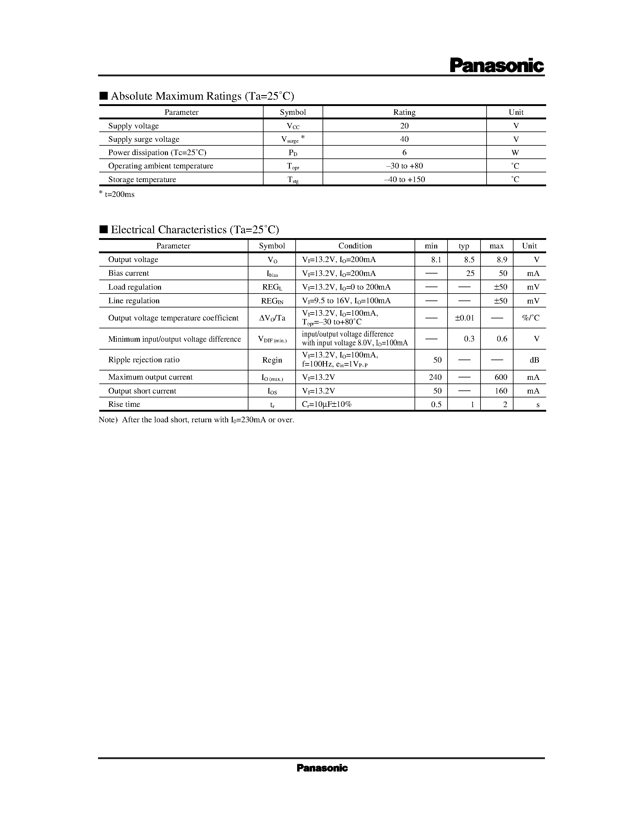 Datasheet AN6540 - 4-pin Voltage Regulator with Adjustable Rise Time page 2