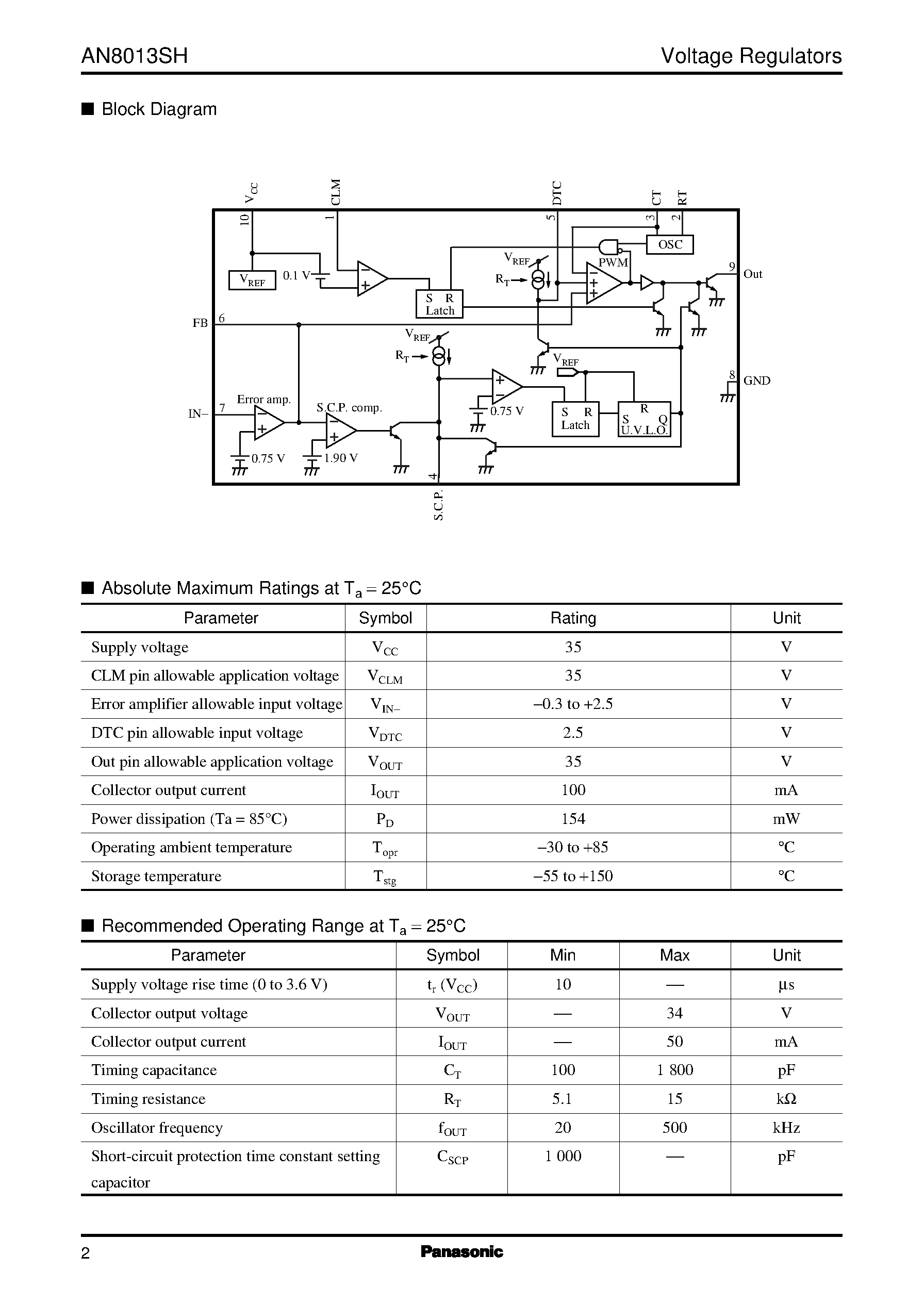 Даташит AN8013SH - Single-channel step-up or step-down DC-DC converter control IC страница 2