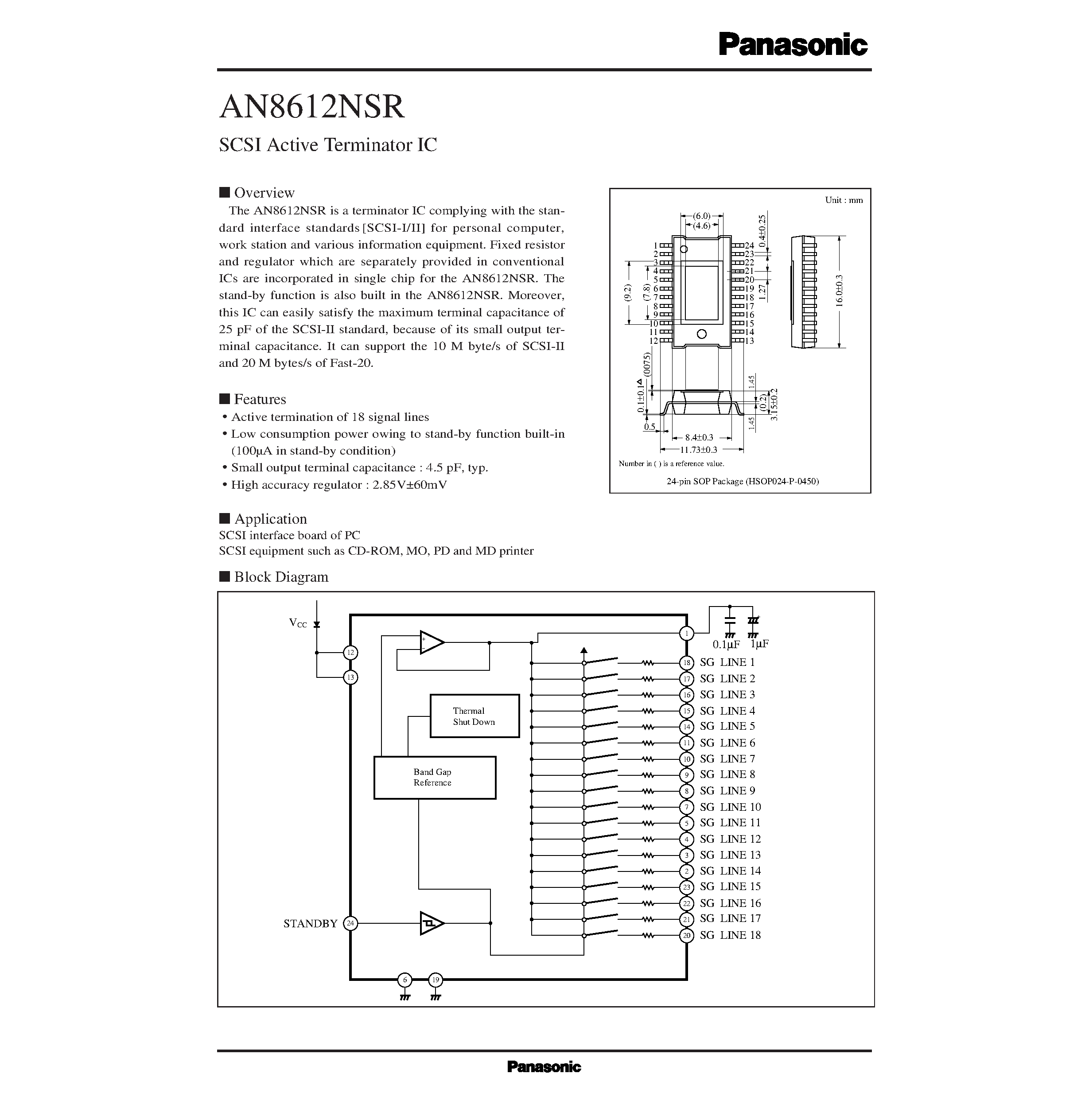 Даташит AN8612NSR - SCSI Active Terminator IC страница 1