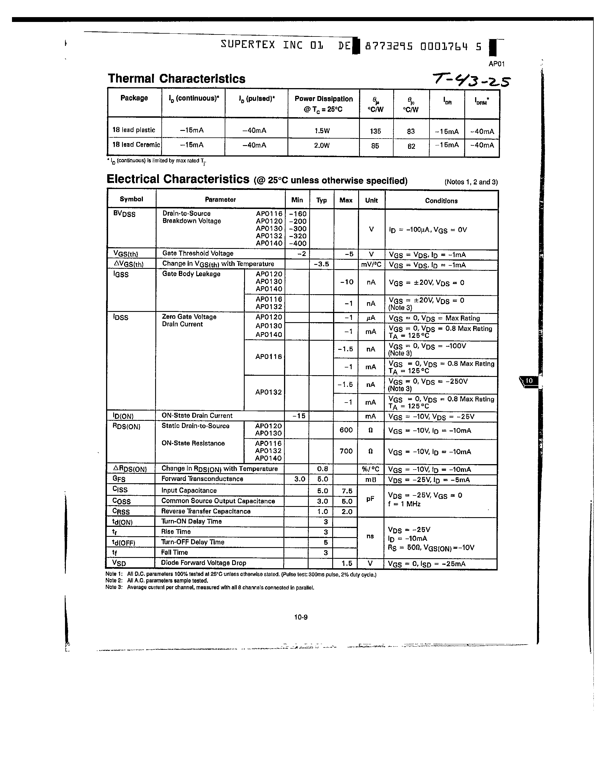 Datasheet AP0130NB - 8 Channel Power MOSFET Array Monolithic N-channel Enchancement Mode page 2
