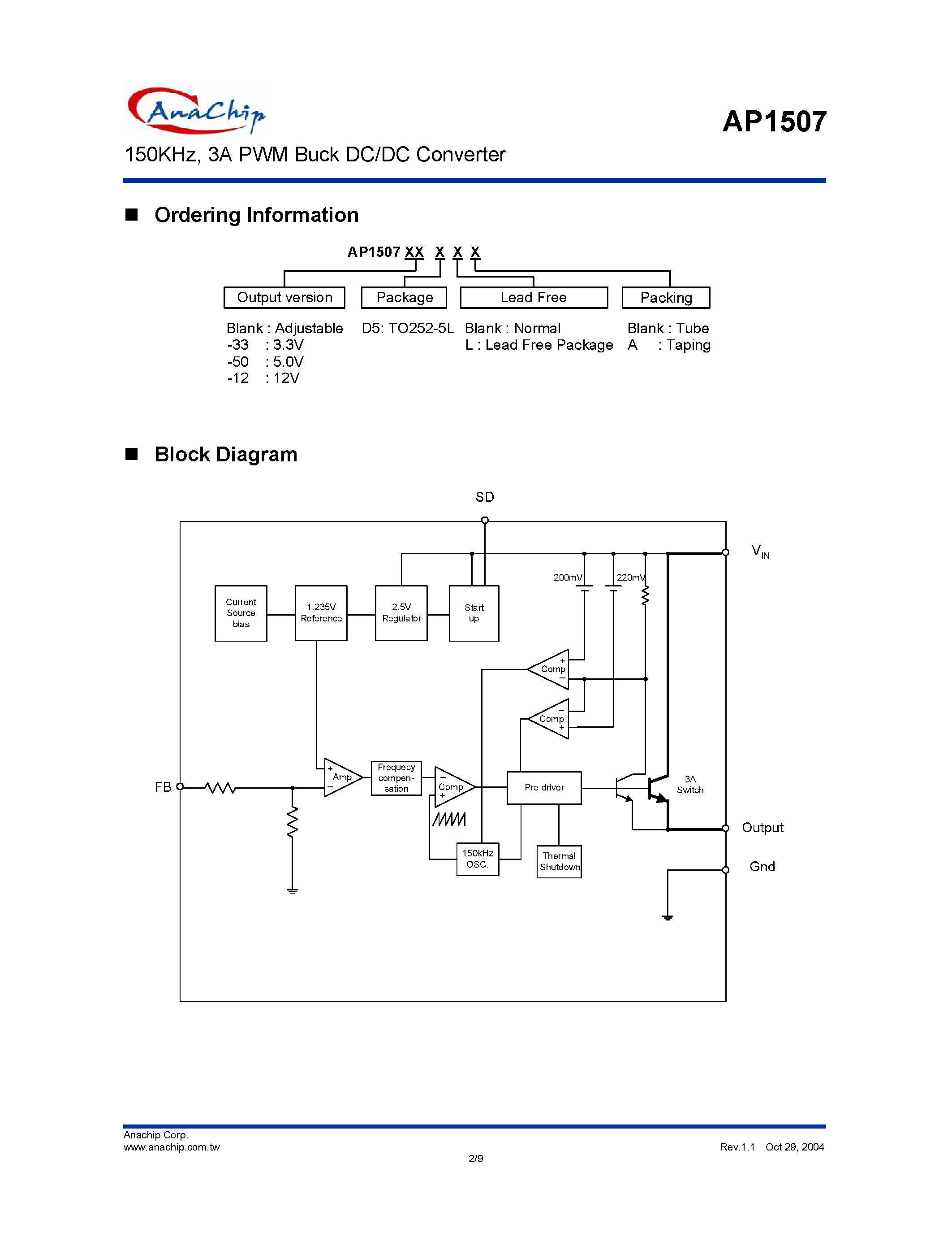 Даташит на микросхему AP1507 страница 2 Даташит AP1507 - 150KHz/ 3A PWM Buck DC/DC Converter страница 2
