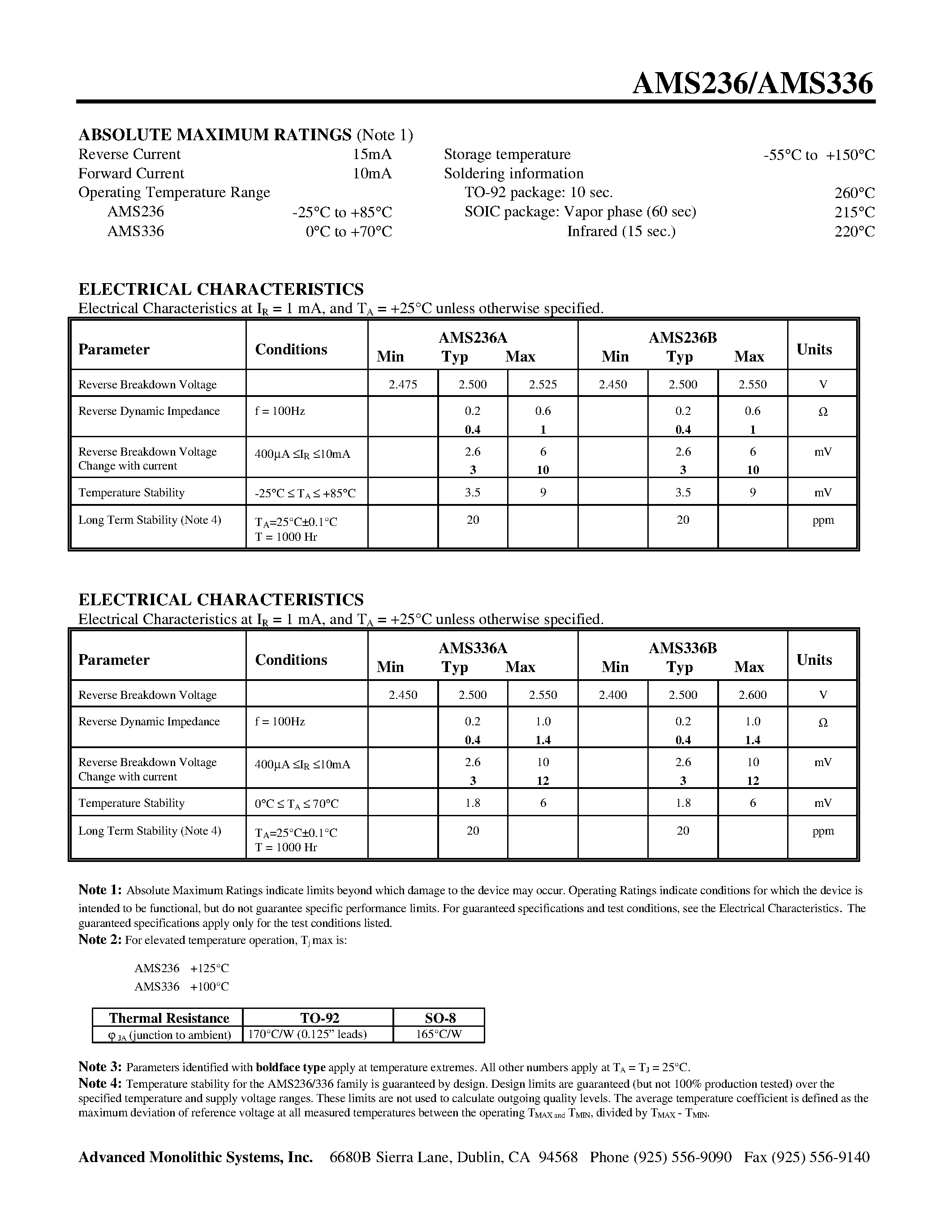 Datasheet AMS236 page 2 Datasheet AMS236 - VOLTAGE REFERENCE DIODE page 2