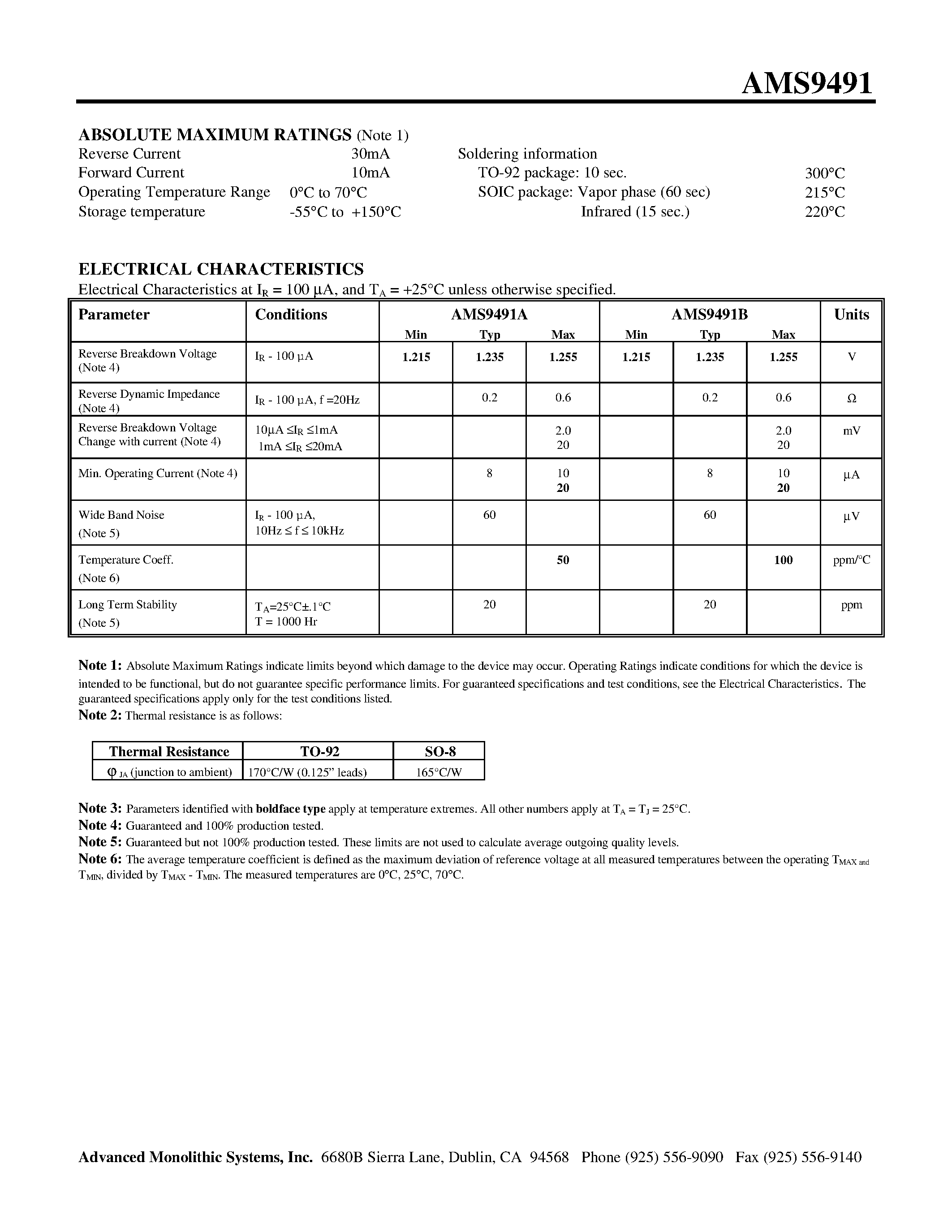 Даташит на микросхему AMS9491B страница 2 Даташит AMS9491B - 1.235V VOLTAGE REFERENCE страница 2