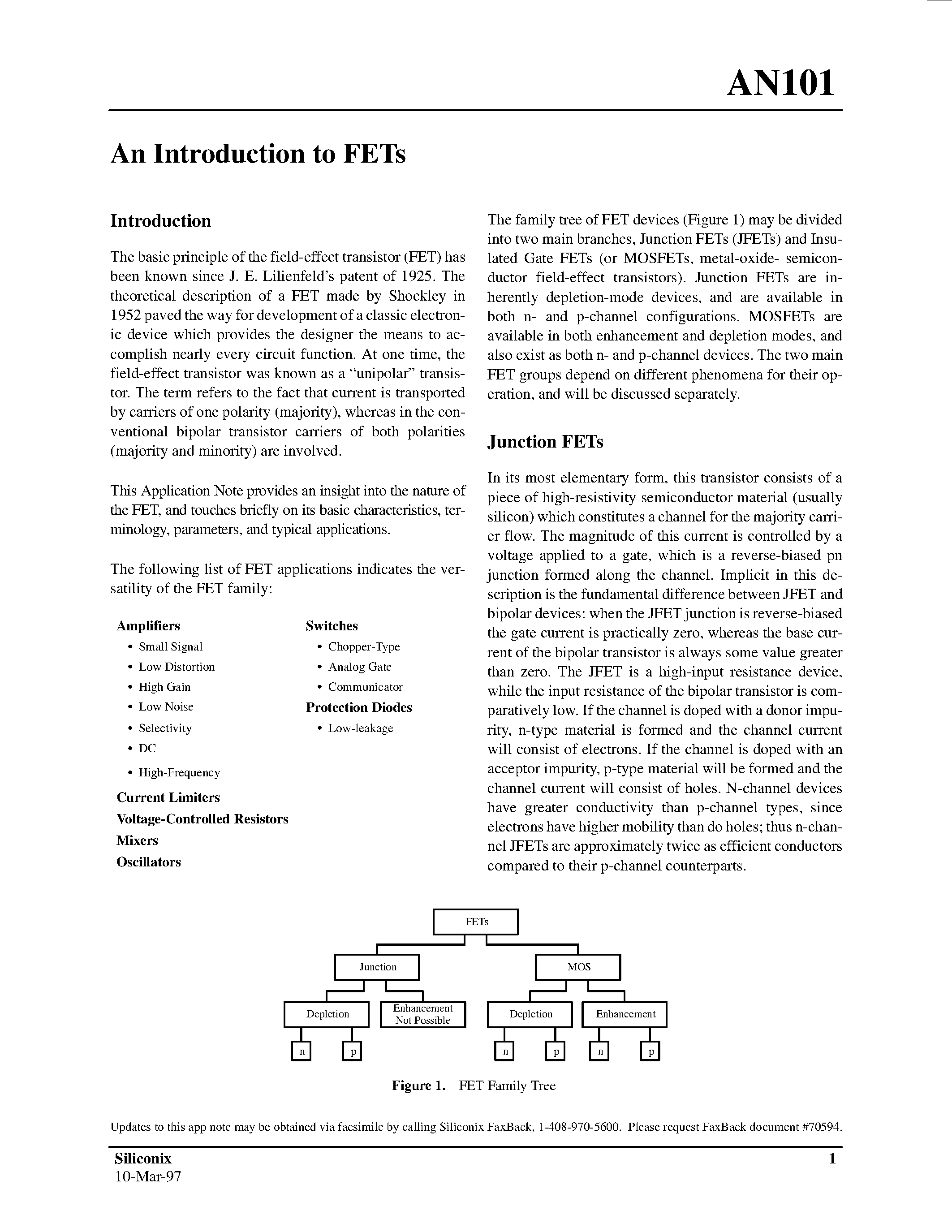 Даташит AN1034 - Analog Switch and Multiplexer Applications страница 1