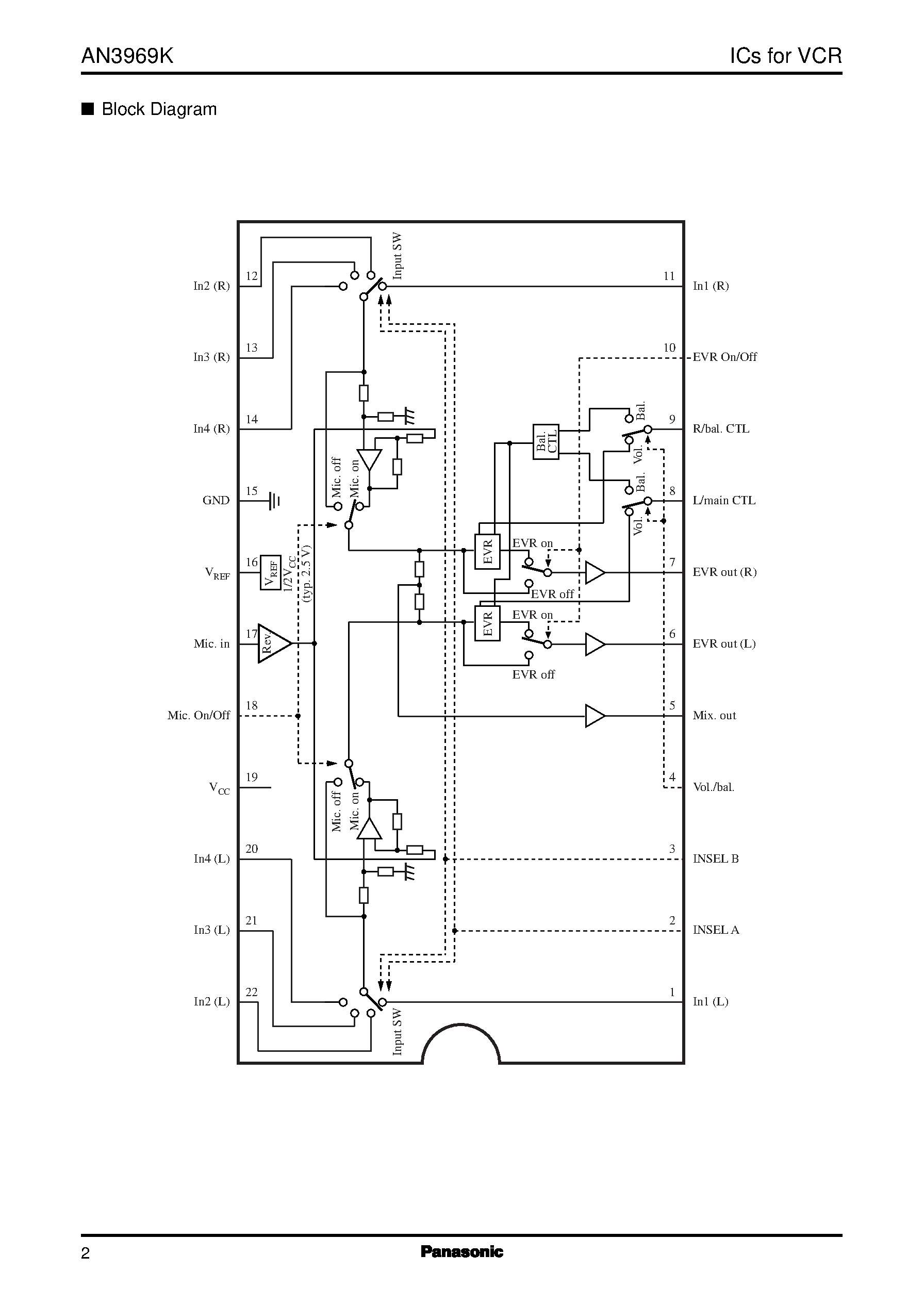 Даташит AN3986FBP - Stereo Audio Signal Processor ICs for 8-mm Camcorder страница 2