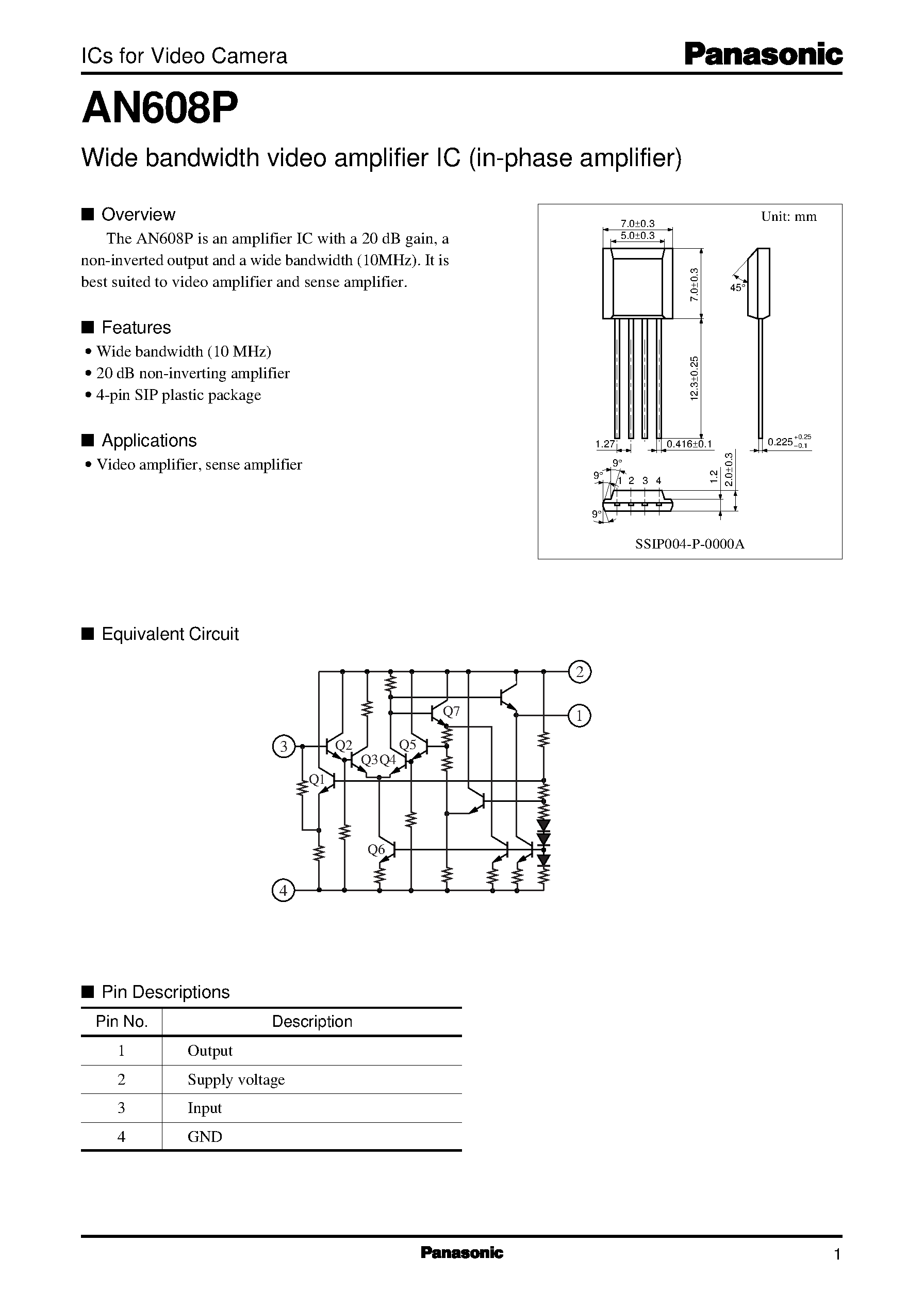 Даташит на микросхему AN609 страница 1 Даташит AN609 - Tiny IC Debounces Pushbutton Switch страница 1