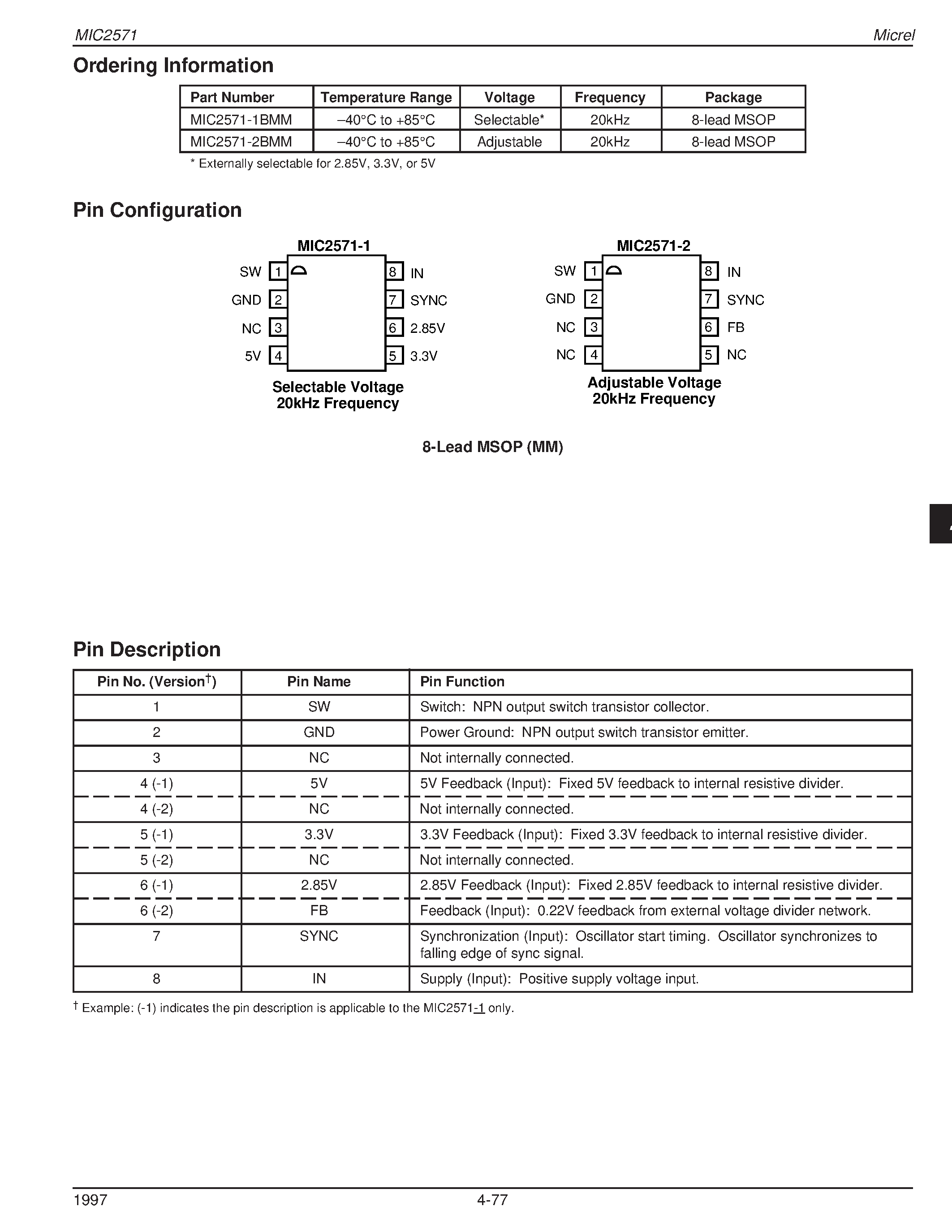 Datasheet MIC2571-2BMM page 2 Datasheet MIC2571-2BMM - Single-Cell Switching Regulator Preliminary Information page 2