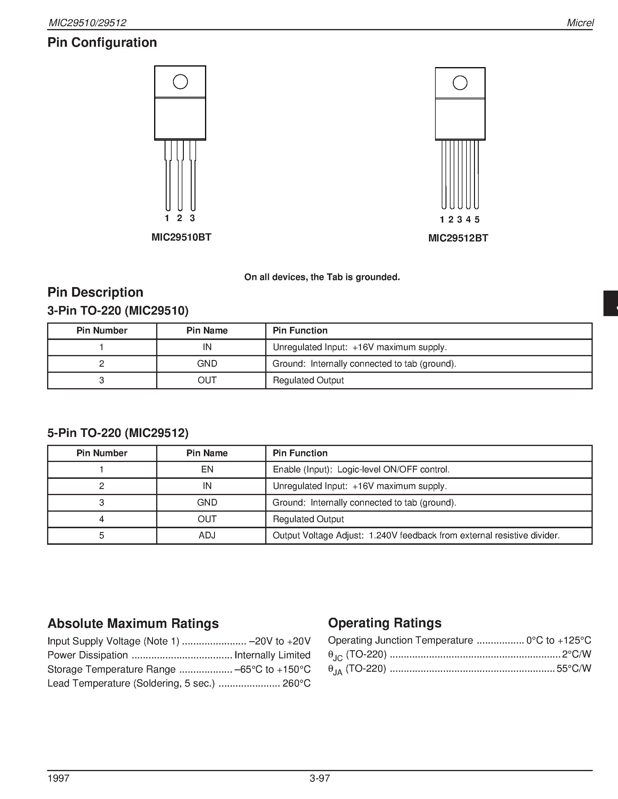 Datasheet MIC29510-3.3BT - 5A Fast-Response LDO Regulator Preliminary Information page 2