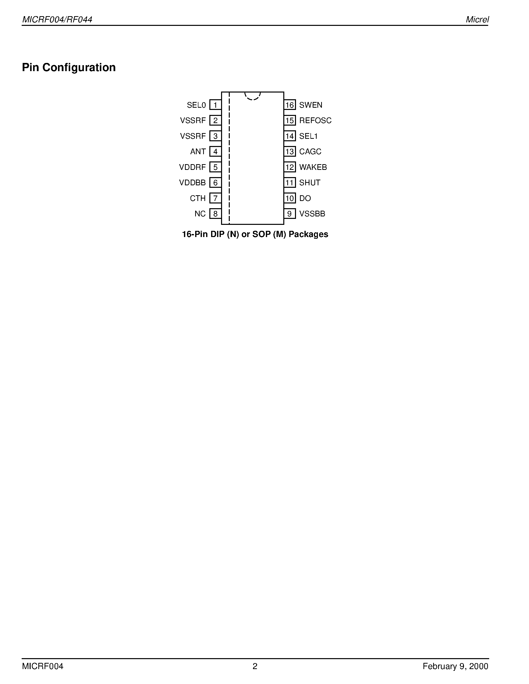 Datasheet MICRF004BM - QwikRadio Low-Power VHF Receiver Advance Information page 2
