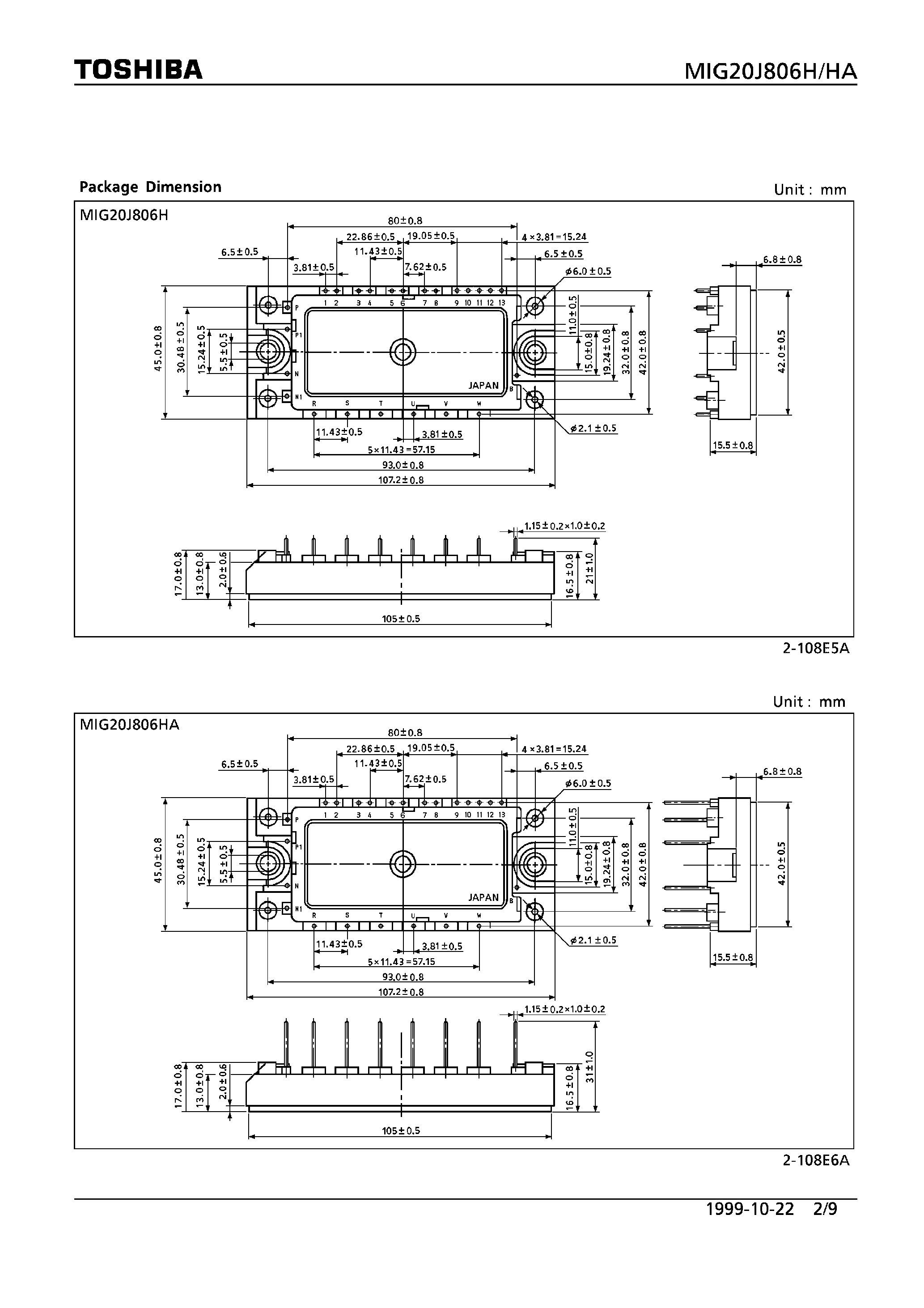 Даташит на микросхему MIG20J806H страница 2 Даташит MIG20J806H - N CHANNEL IGBT (HIGH POWER SWITCHING/ MOTOR CONTROL APPLICATIONS) страница 2