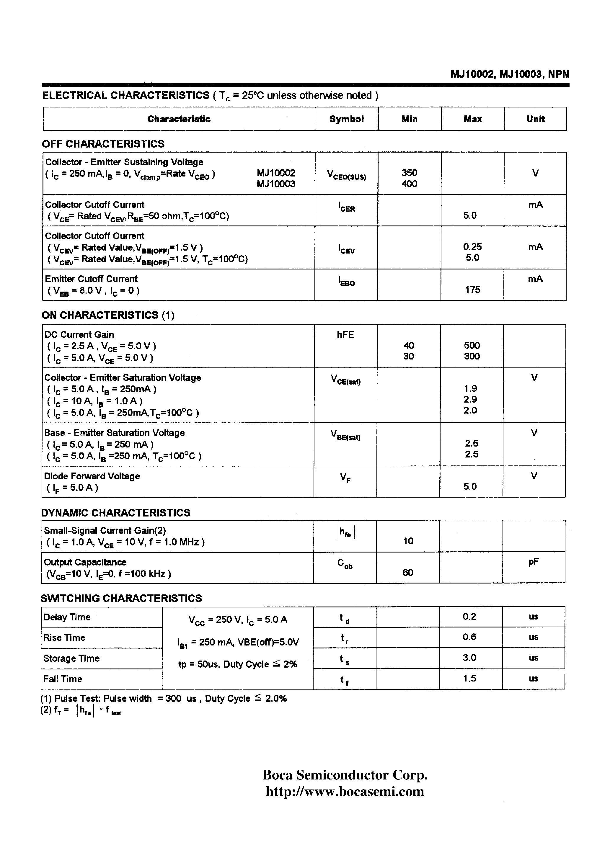 Даташит на микросхему MJ10002 страница 2 Даташит MJ10002 - SWITCHMODE SERIES NPN SILICON POWER DARLINGTON TRANSISTORS страница 2