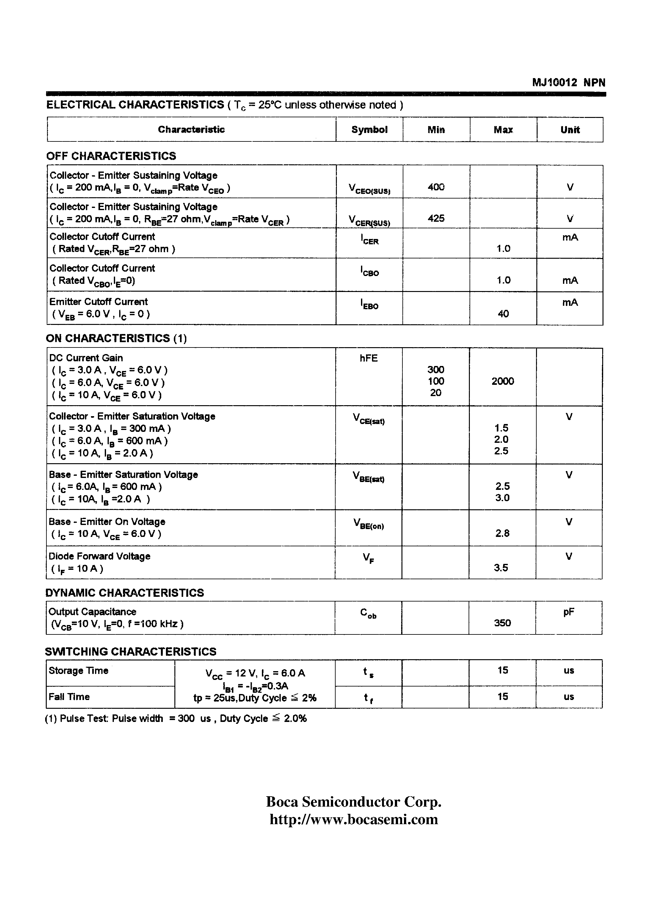 Даташит MJ10012 - NPN SILICON POWER DARLINGTON TRANSISTORS страница 2
