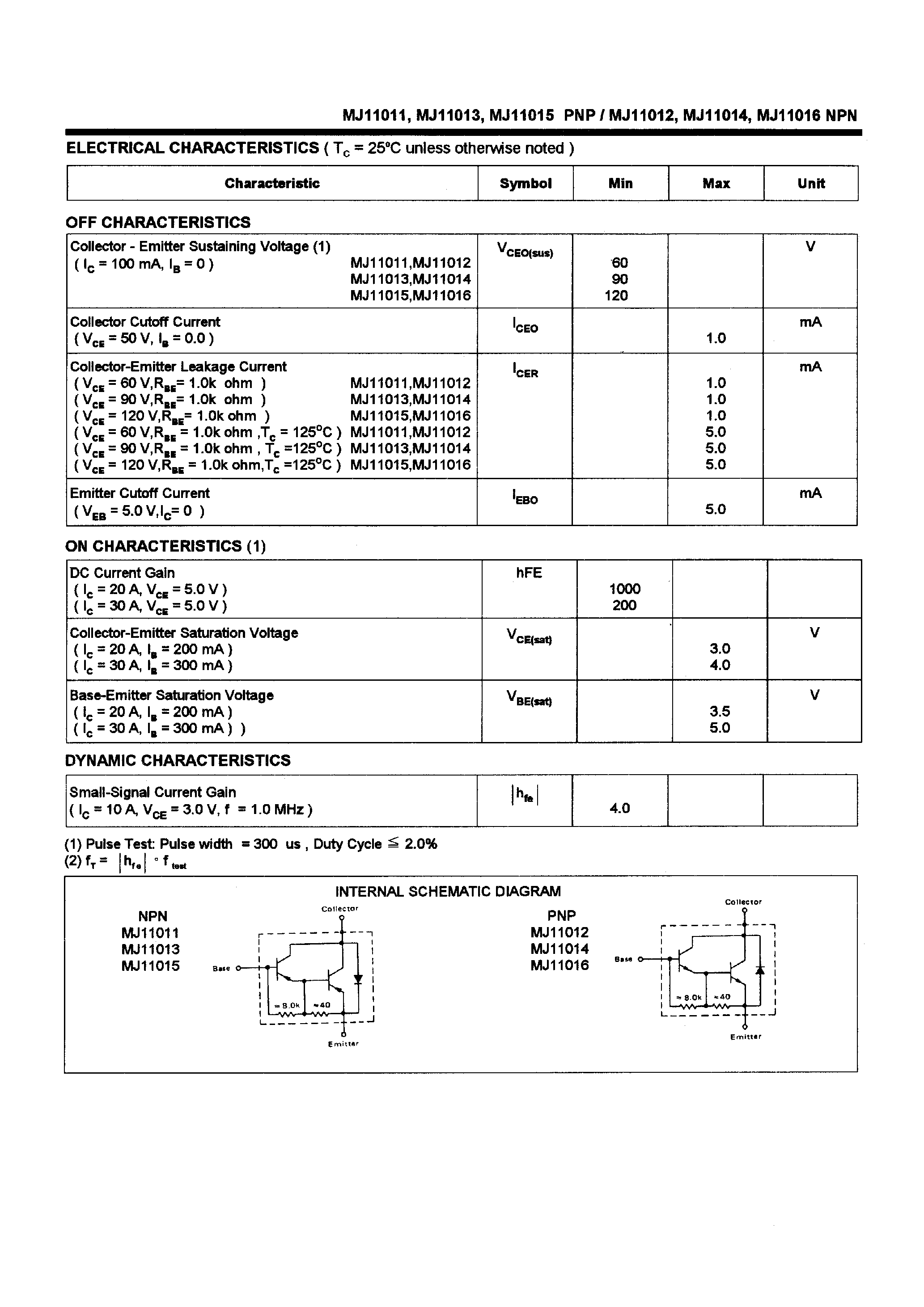 Даташит на микросхему MJ11014 страница 2 Даташит MJ11014 - POWER TRANSISTORS(30A/60-120V/200W) страница 2