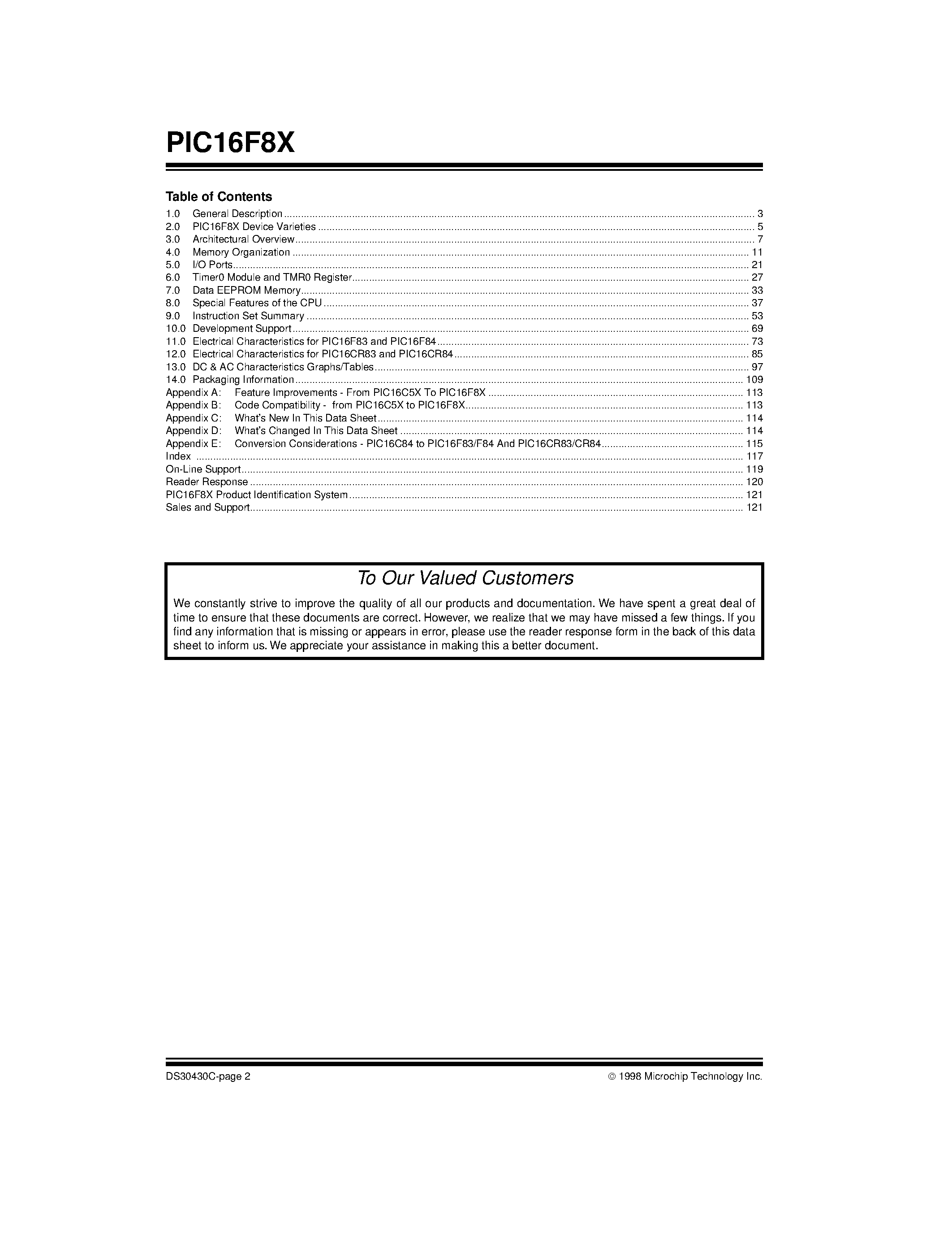 Datasheet PIC16CR84AT-10/P - 18-pin Flash/EEPROM 8-Bit Microcontrollers page 2