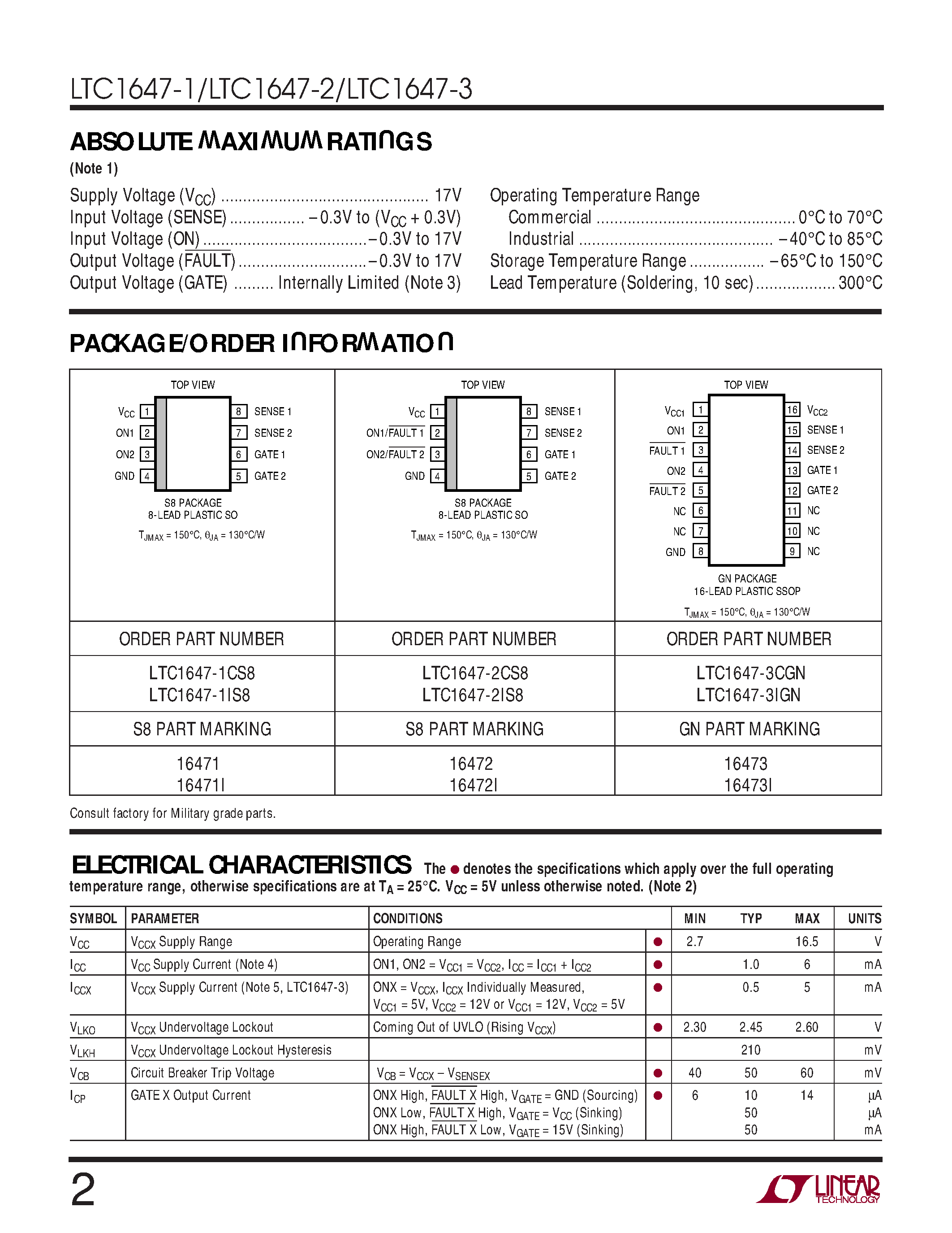Datasheet LTC1647-2 - Dual Hot Swap Controllers page 2