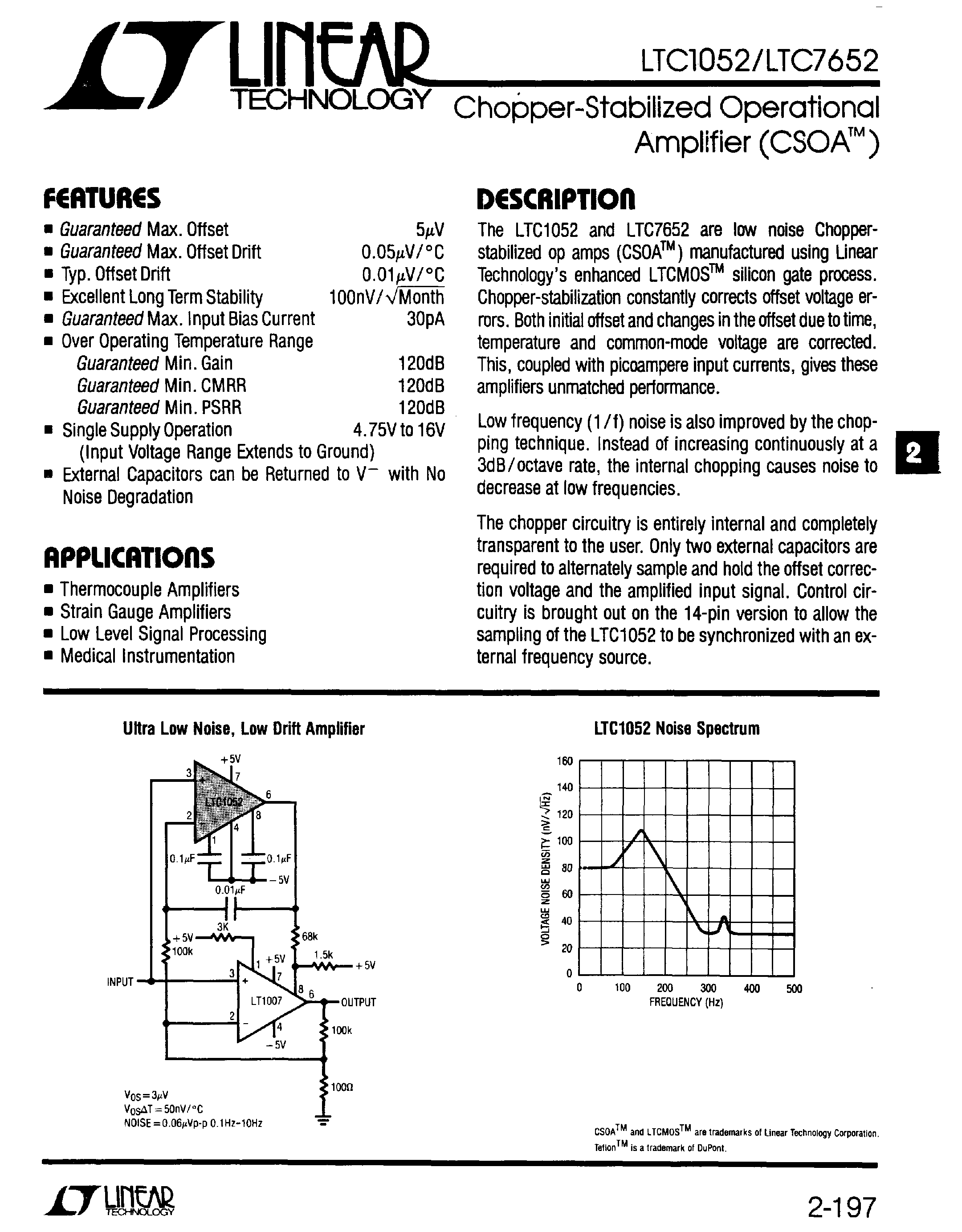 Datasheet LTC7652CH - Chopper-Stabilized Operational Amplifier(CSOATM) page 1