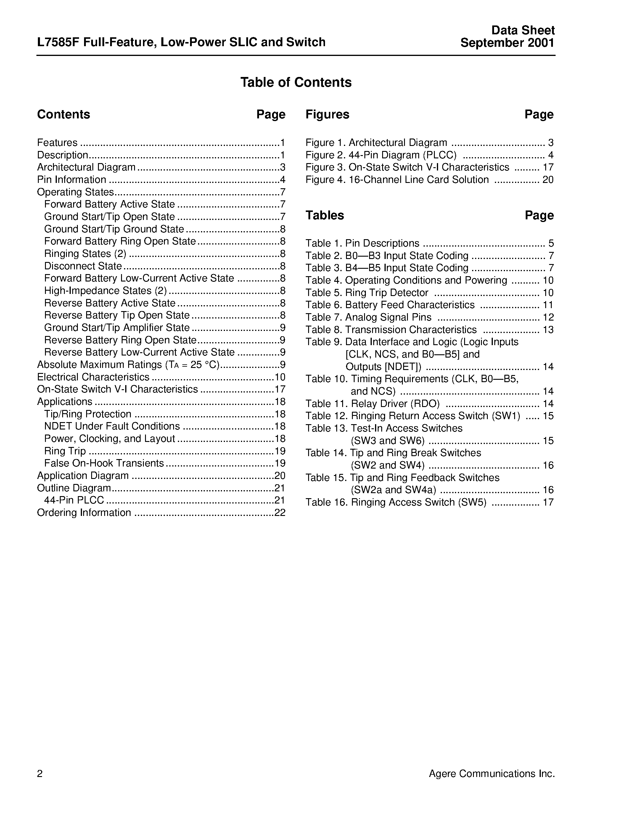 Datasheet LUCL7585FP-DT - Full-Feature/Low-Power SLIC and Switch page 2