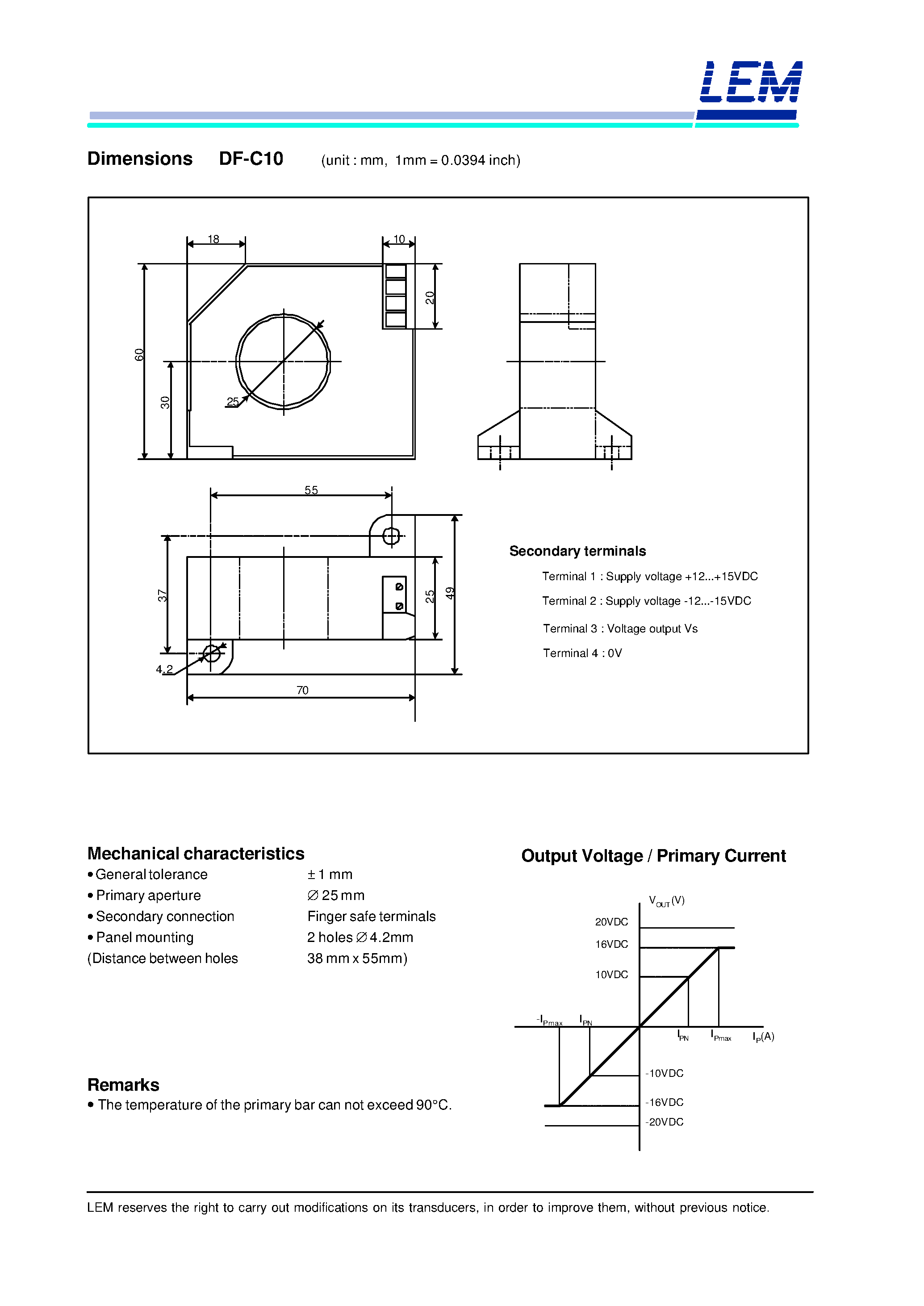 Даташит DF0.5-C10 - DC Current transducer DF-C10 страница 2