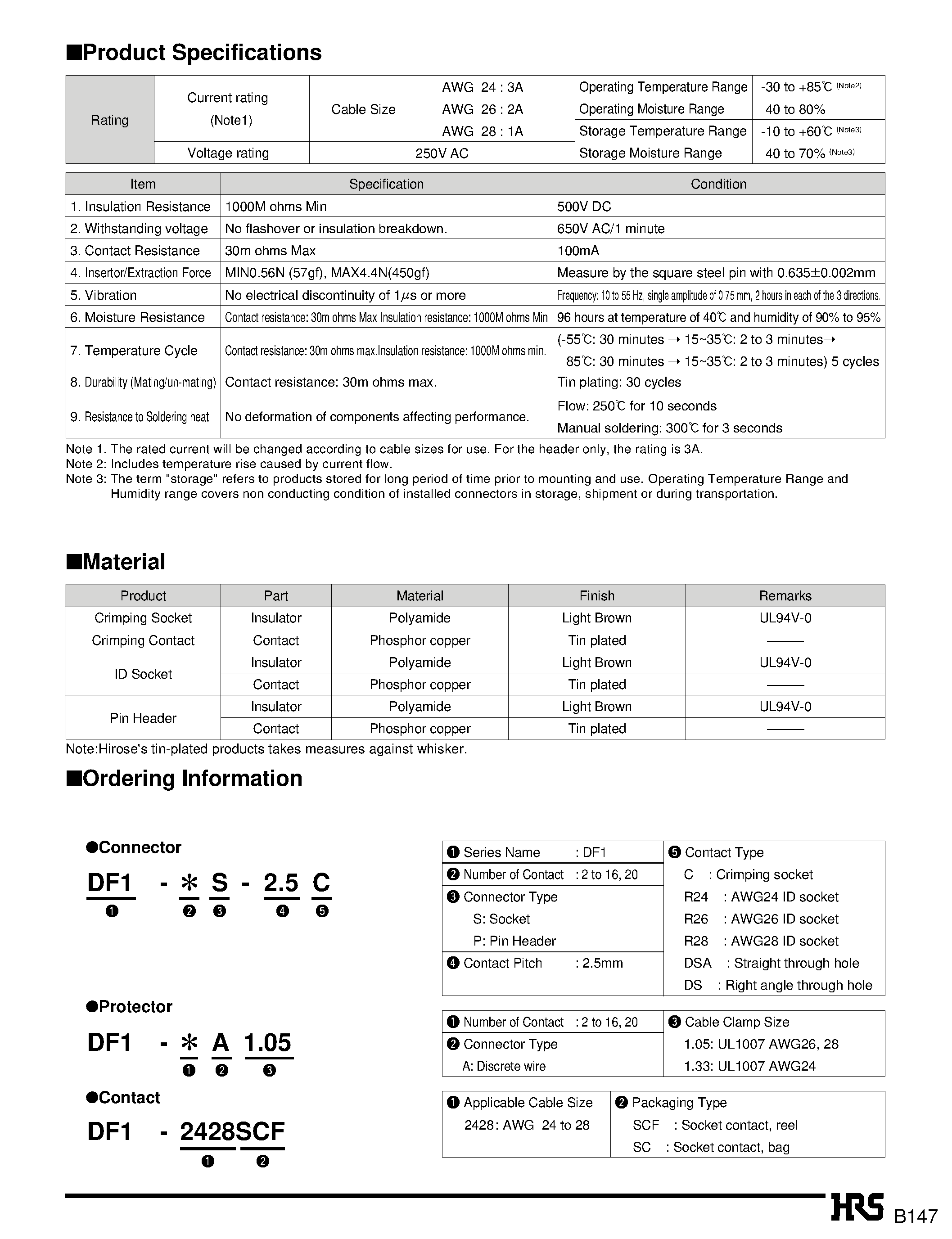 Datasheet DF1-15S-2.5R26 - 2.5mm Pitch Connector for Discrete Wire Connection page 2